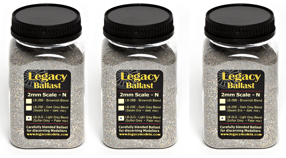 LB-2LG.3 2mm/N scale Ballast – Grey Blend Value Pack