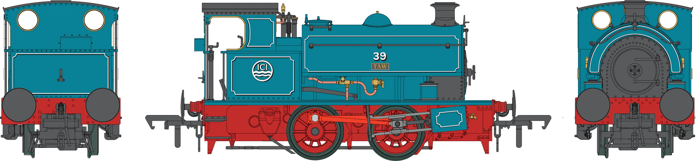 4S-024-010 Hawthorn Leslie 0-4-0ST Lined Blue 'Taw' ICI Roundel Steam Tank Locomotive
