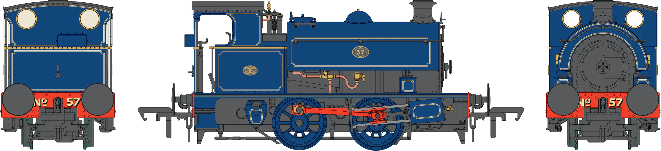 4S-024-013 Hawthorn Leslie 0-4-0ST Lined Blue Port of London No 57 Steam Tank Locomotive