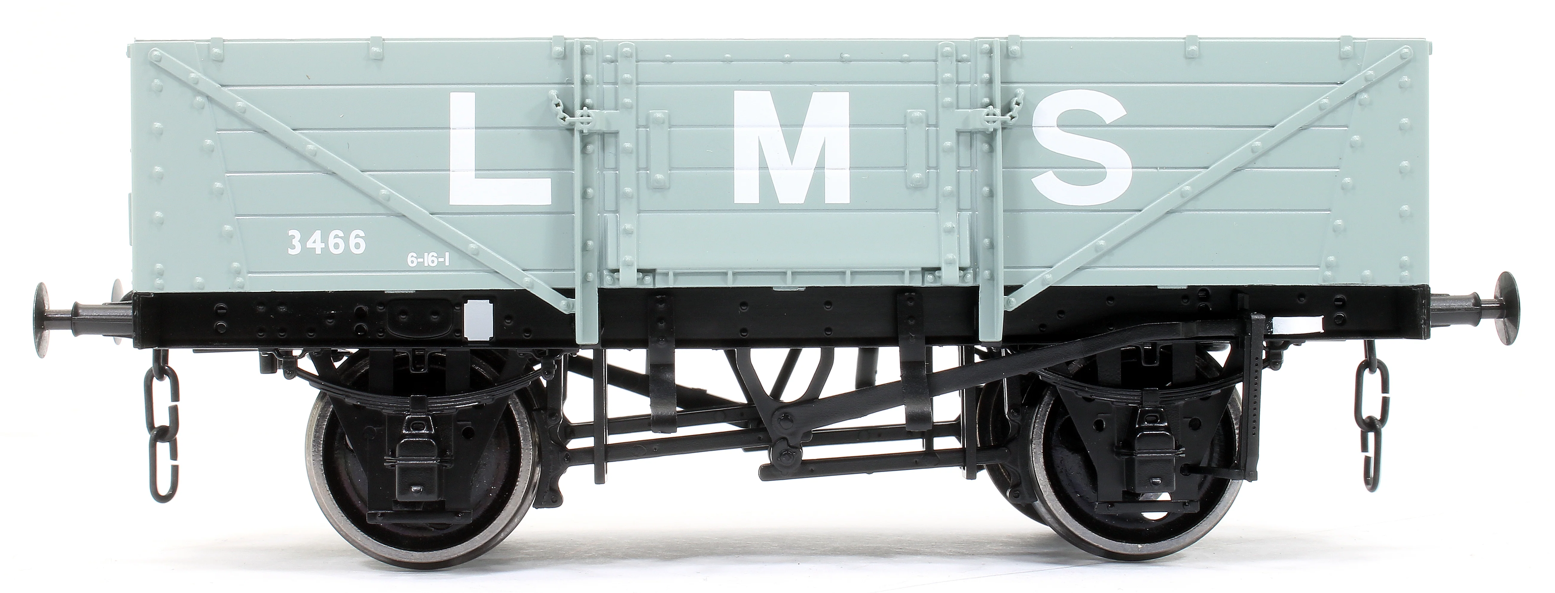 7F-053-012 5 Plank Wagon Corrugated End LMS Grey 3466 - Image 3