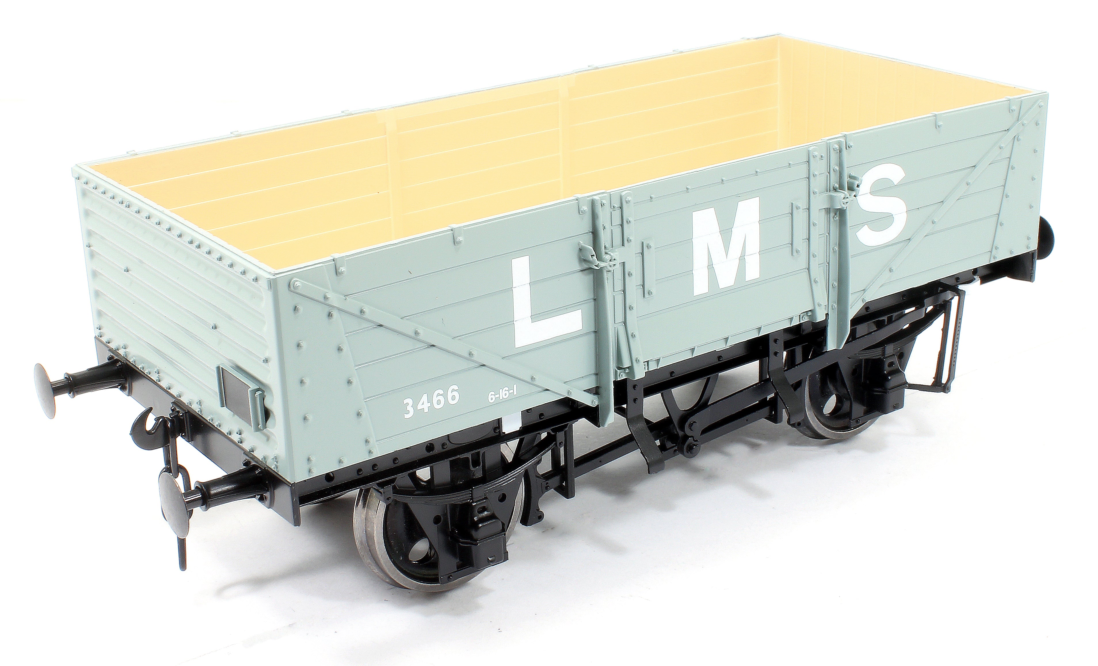 7F-053-012 5 Plank Wagon Corrugated End LMS Grey 3466 - Image 4