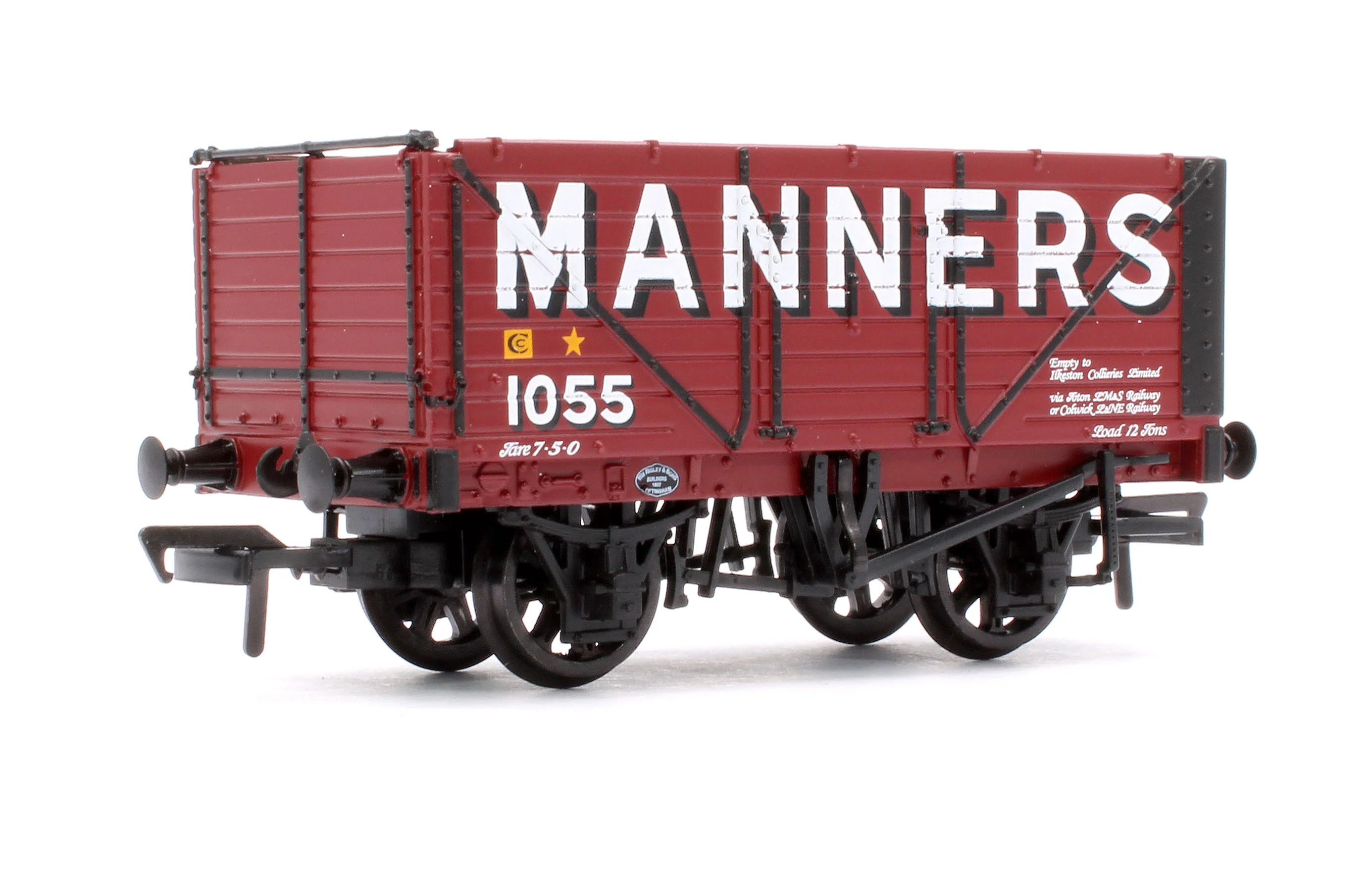 37-136 8 Plank End Door Wagon 'Manners' Red No.1055