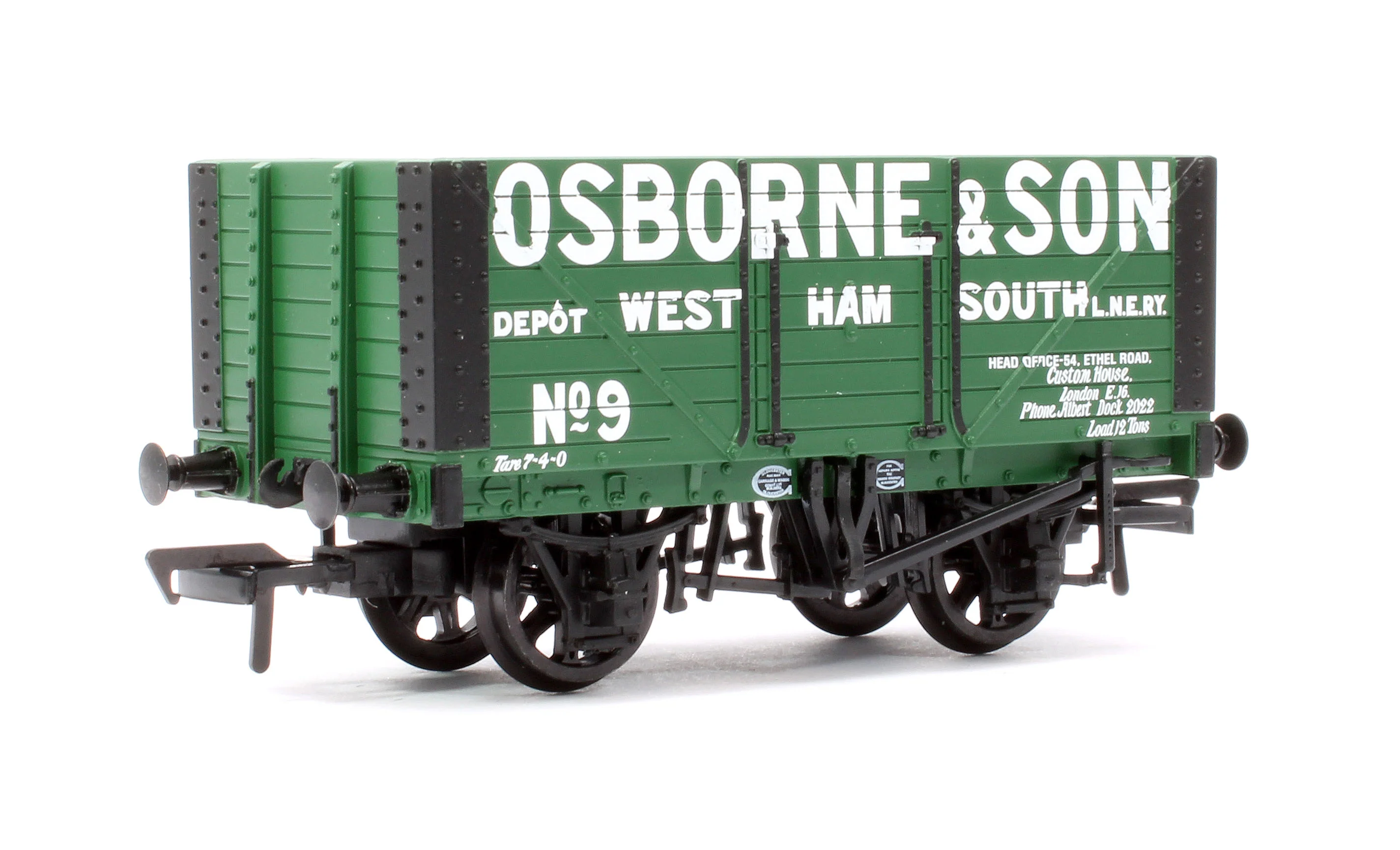 37-156A 8 Plank Fixed End Wagon 'Osborne & Son' Green No.9