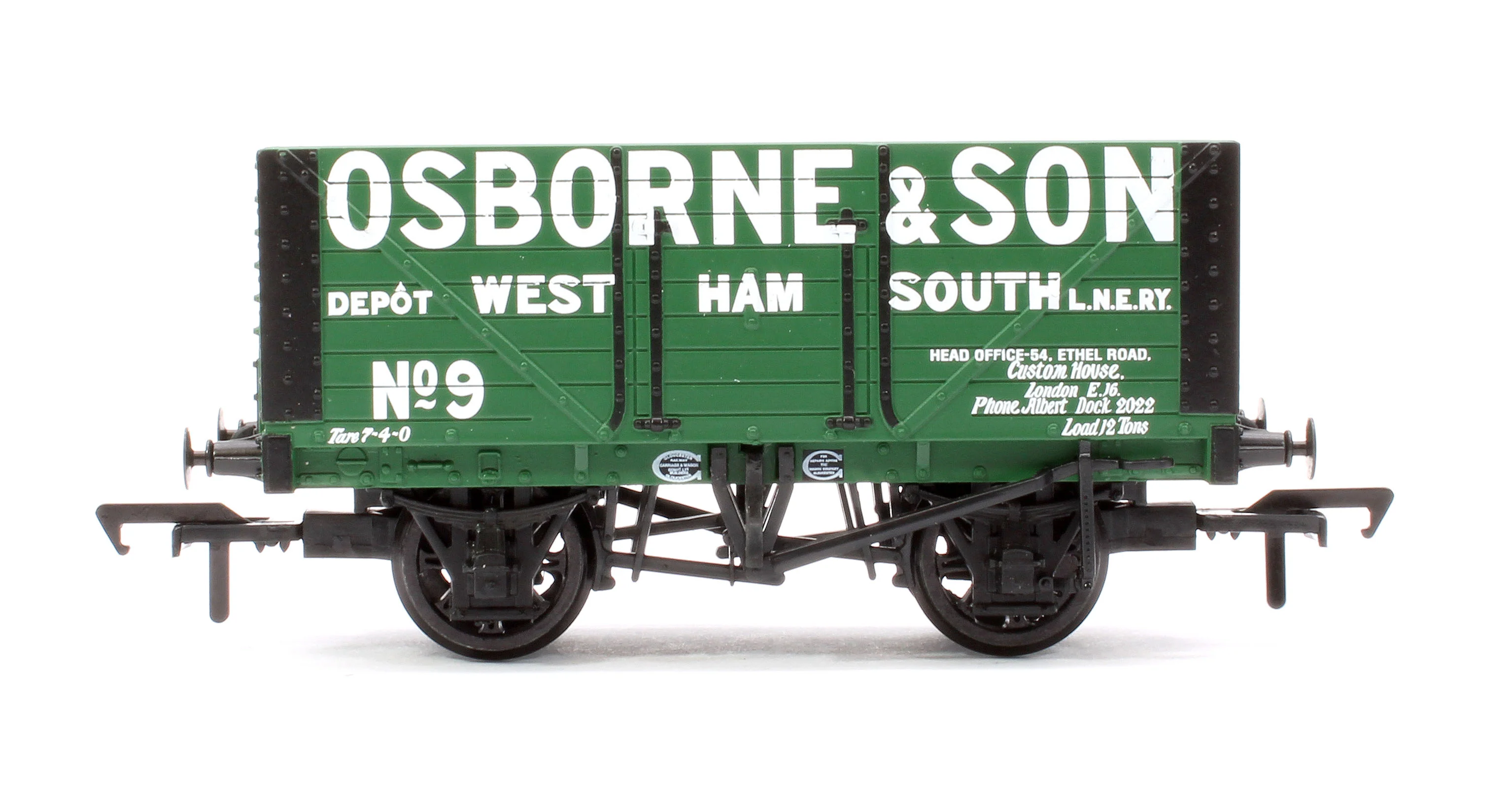 37-156A 8 Plank Fixed End Wagon 'Osborne & Son' Green No.9 - Image 2