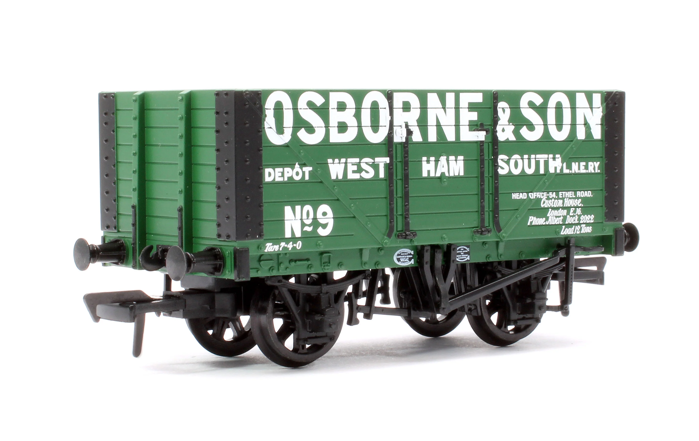 37-156A 8 Plank Fixed End Wagon 'Osborne & Son' Green No.9 - Image 3