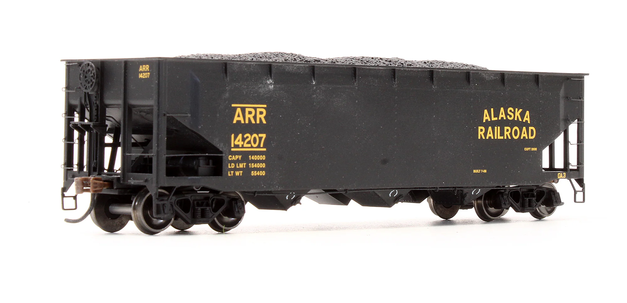Pre-Owned ATH7042 Alaska Railroad 40' 3-Bay Offset Open Hopper 14207, 14225, 14262, 14301 With Coal Loads - Image 5