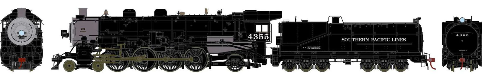 ATHG71555 4-8-2 MT-4 SP/Early Black 4355 Steam Locomotive