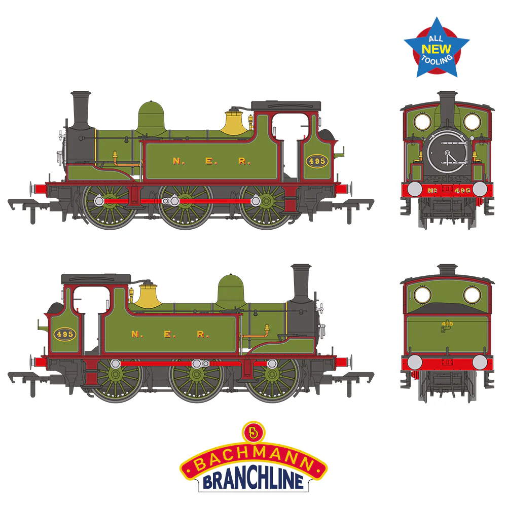 31-065 NER E (J71) 495 NER Lined Green & Maroon Steam Tank Locomotive - Image 7