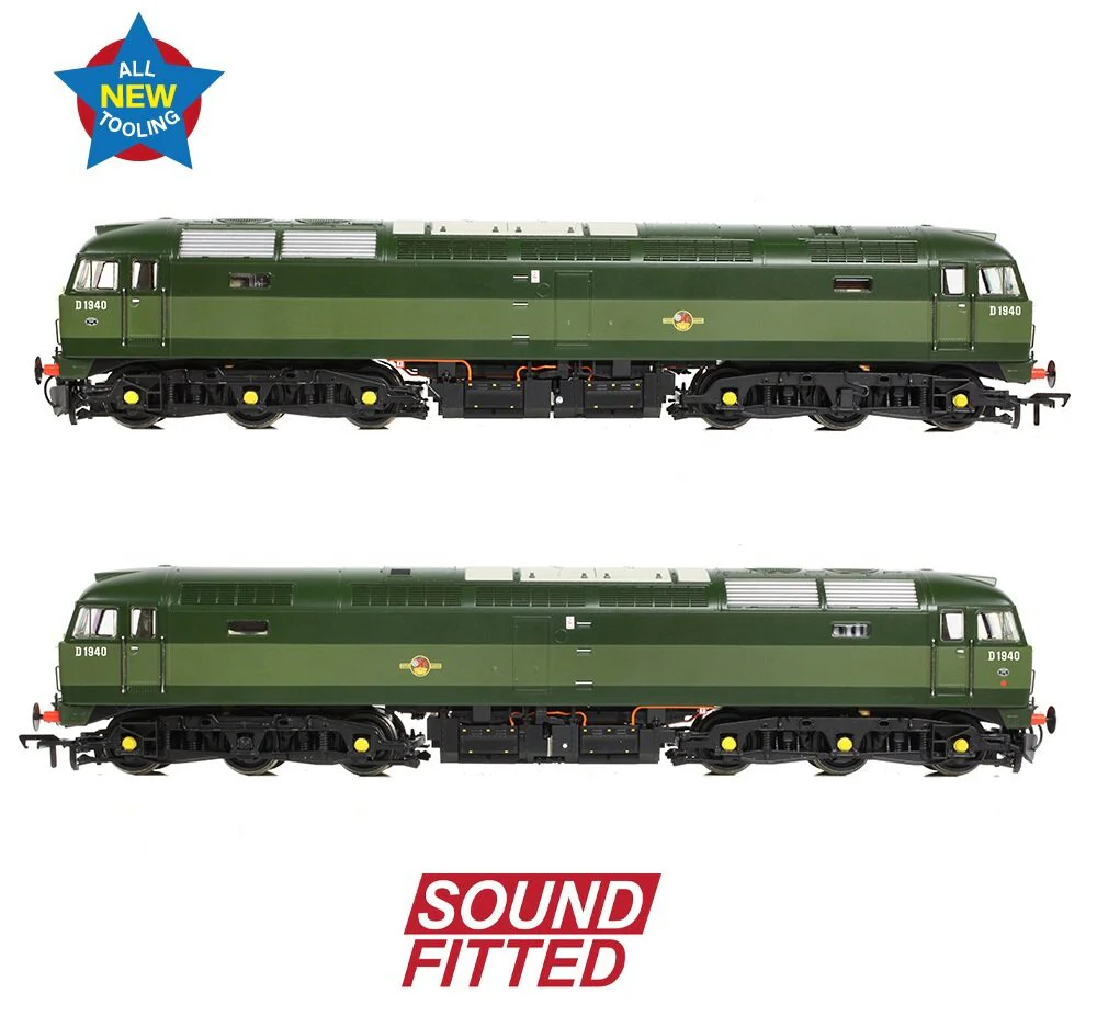 35-410BSF Class 47/0 D1940 BR Two-Tone Green (Small Yellow Panels) Diesel Locomotive - DCC Sound - Image 4