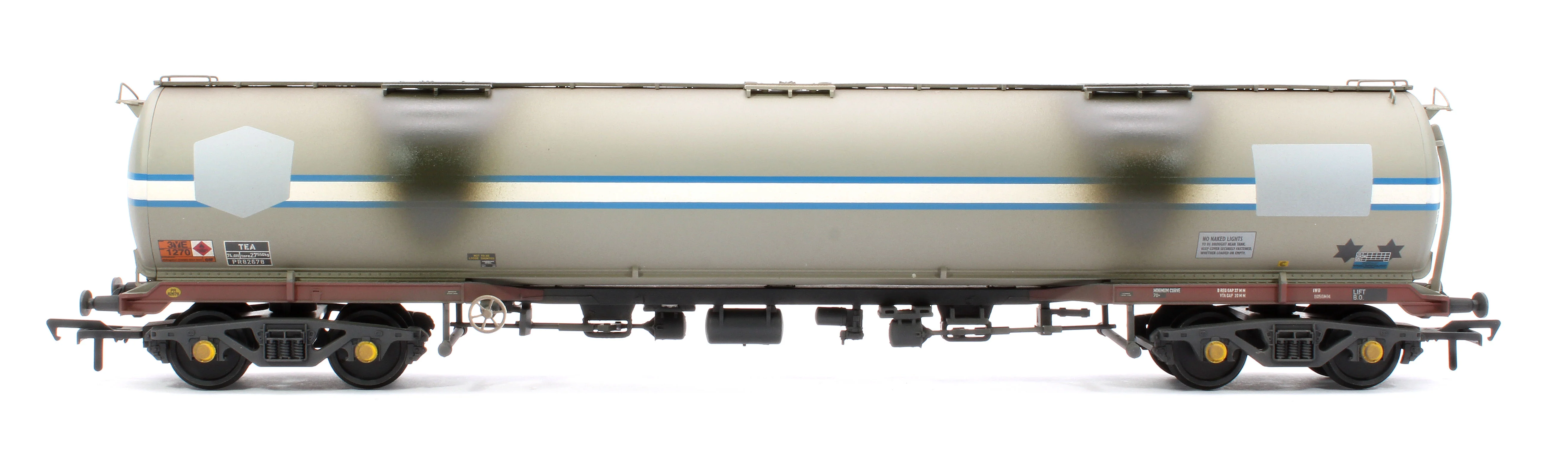 38-109B BR 102T TEA Bogie Tank Wagon Debranded (ex-Jet-Conoco) Light Grey No.PR82678 (ex-136)- Weathered - Image 2