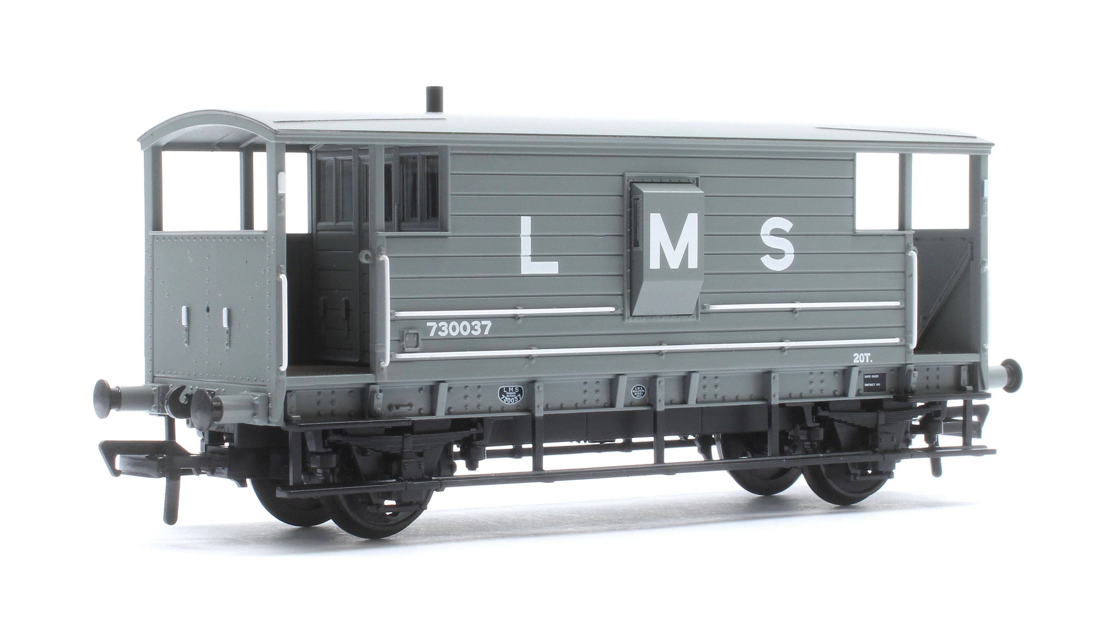 38-975 LMS 20T Brake Van LMS (L M S) Grey No. 730037 - Image 3