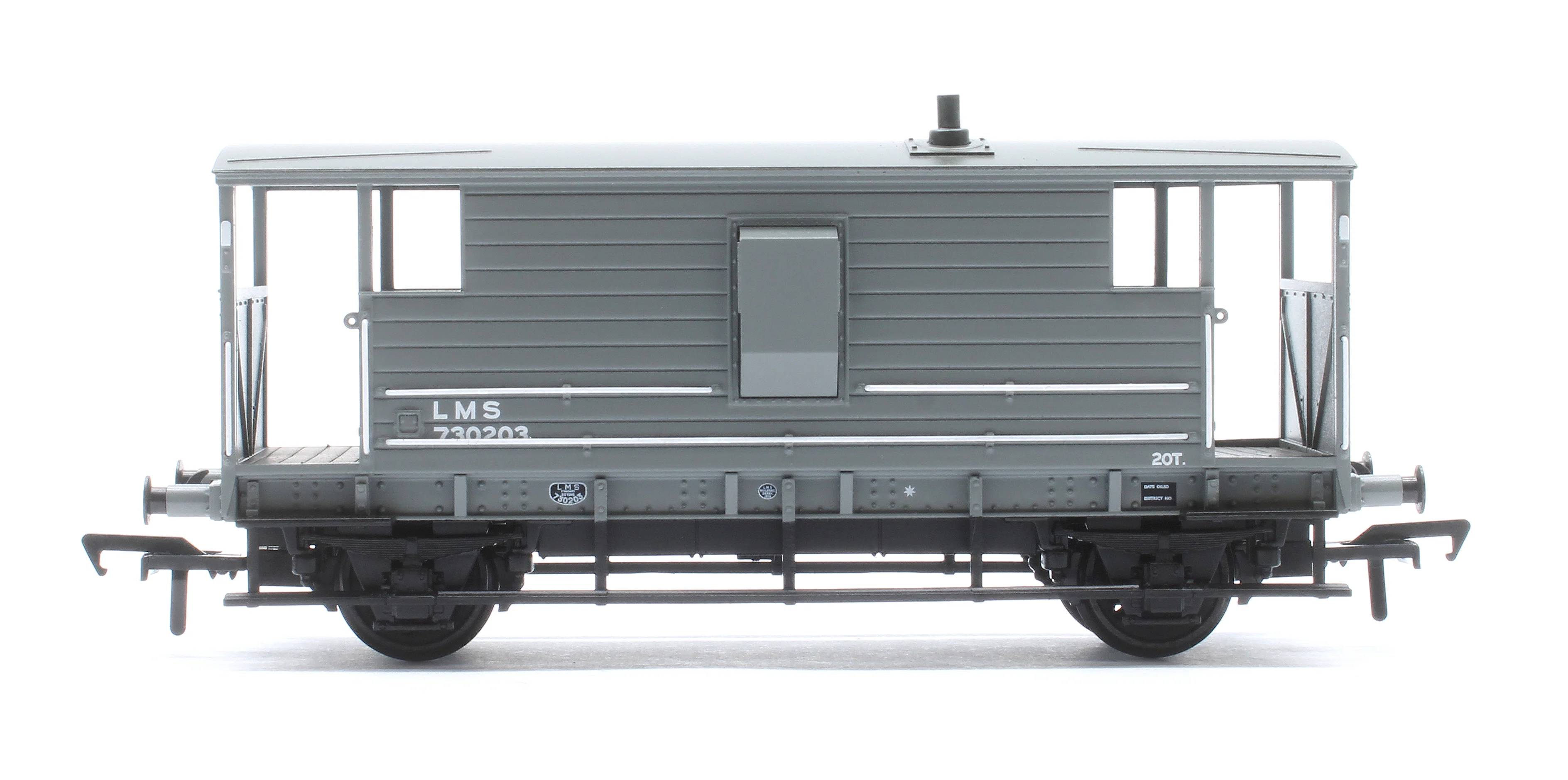 38-976 LMS 20T Brake Van LMS (LMS) Grey No. 730203 - Image 2