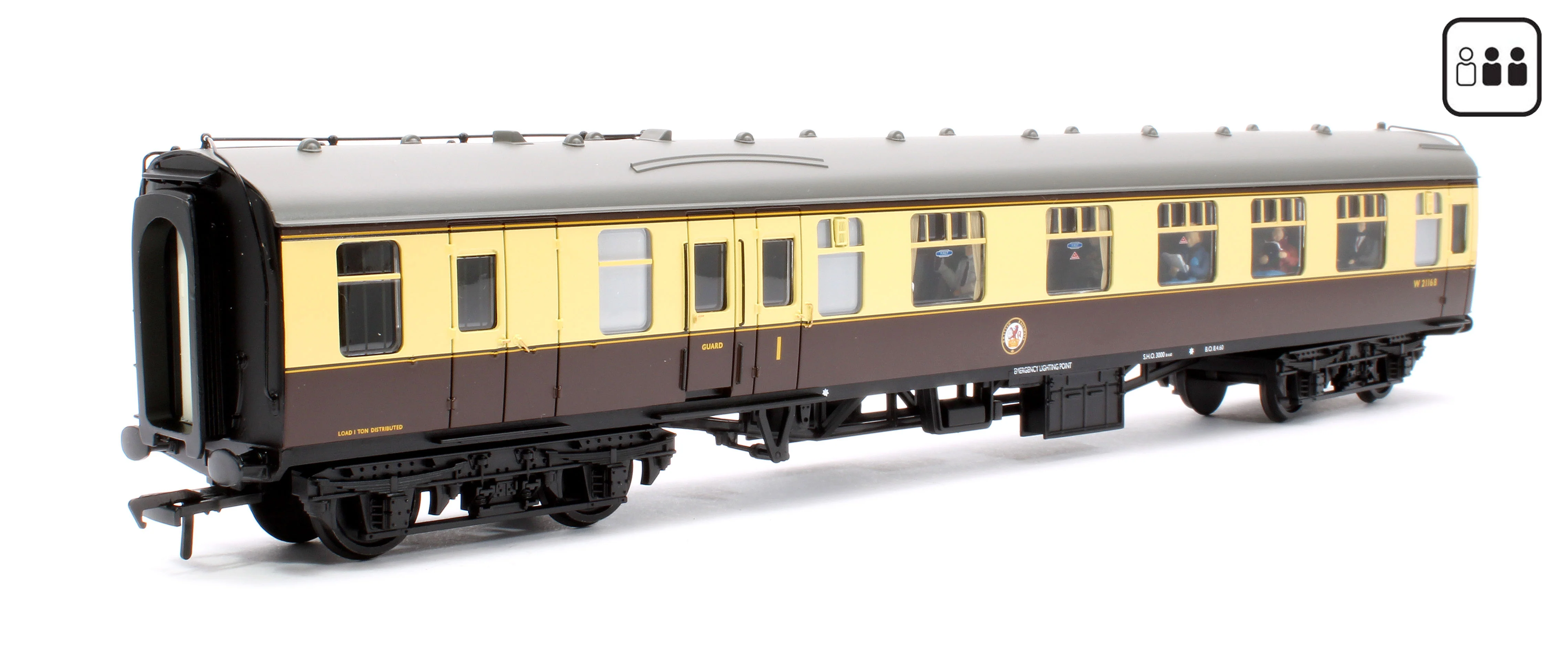 39-229DPF BR Mk1 BCK Brake Composite Corridor BR (WR) Chocolate & Cream W21168 - Fitted Passengers