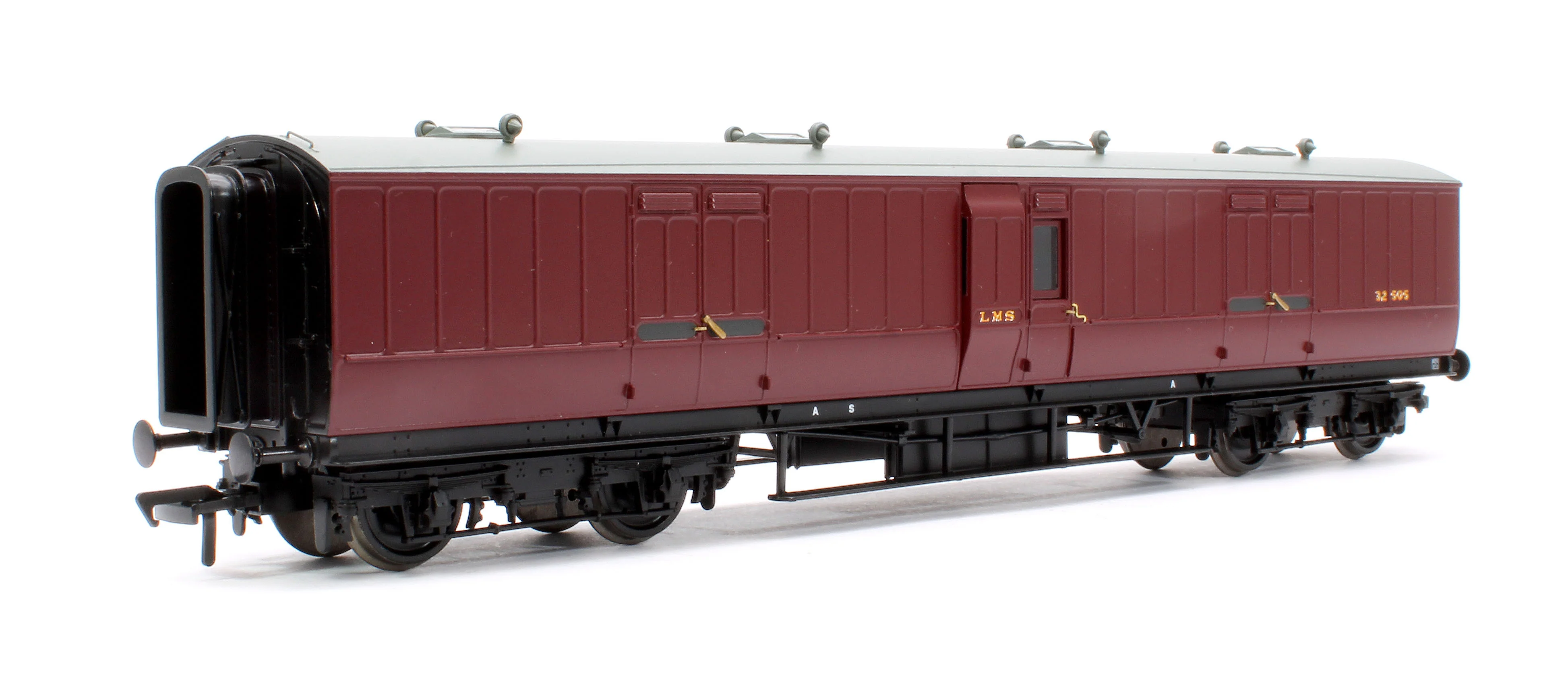 39-893 LNWR 50ft Arc Roof Full Brake LMS Crimson Lake No.32505