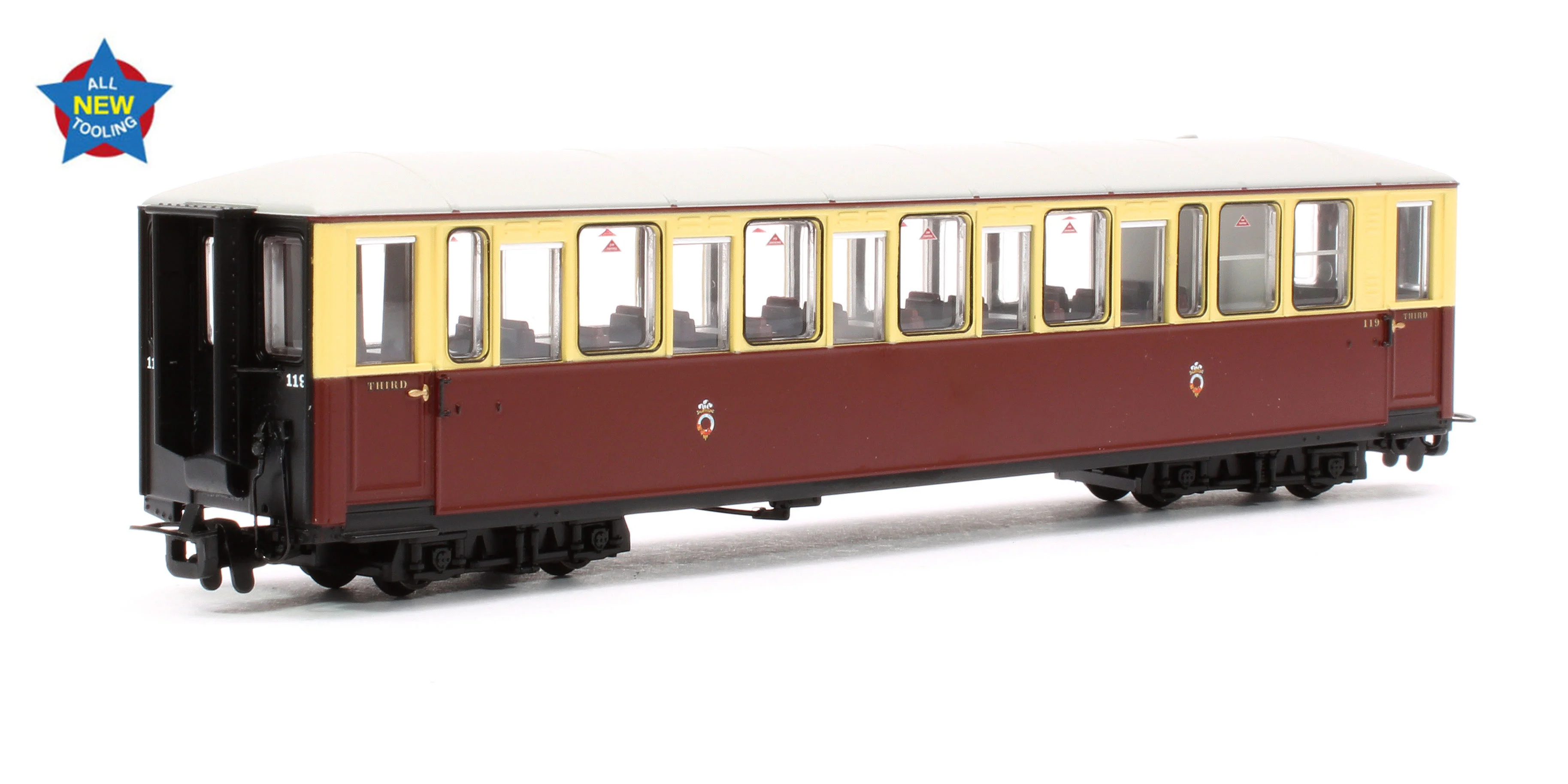 394-100 Ffestiniog Railway 'Tin Car' Saloon Third No. 119 FR Crimson & Cream