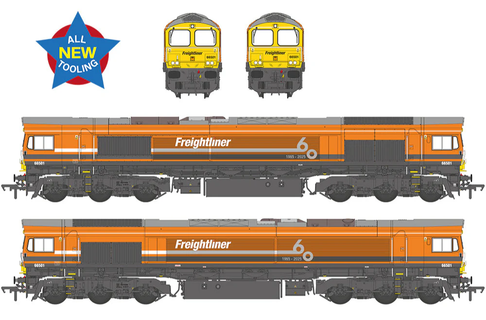 50-011 Class 66/5 66501 Freightliner 60 1965-2025 Freightliner Orange Diesel Locomotive