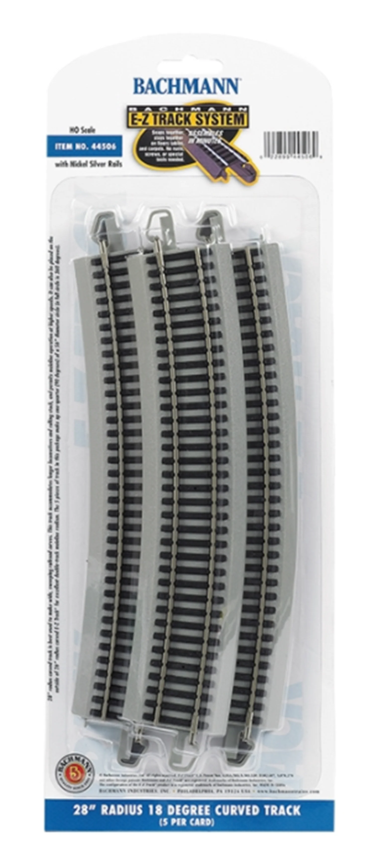 44506 28' Radius 18 Degree Curved Track (4/Card)