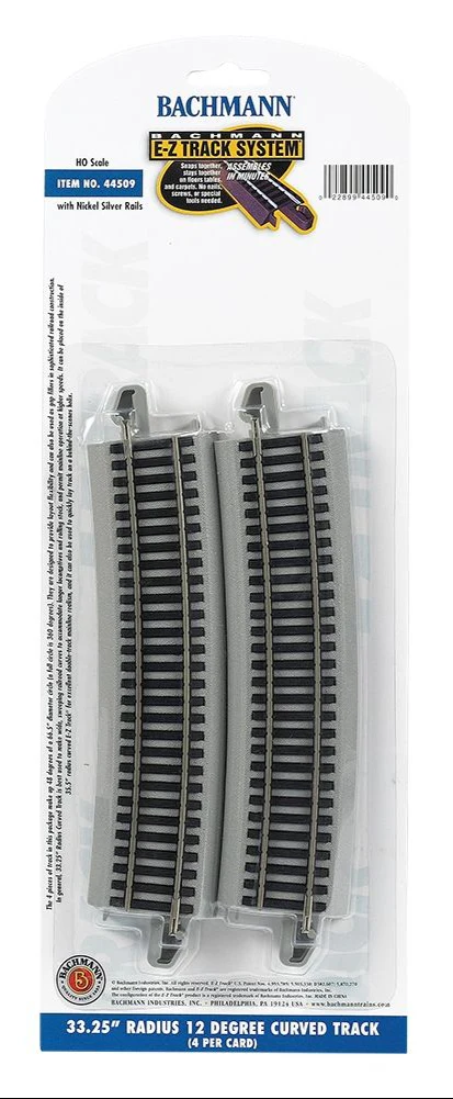 44509 Nick silv 33.25in. rad 12 Degree Curved Track (4/Card)