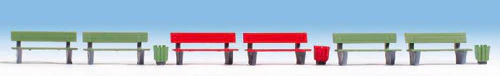 GM3910606 TT:120 Gauge Benches (6) And Litter Bins (3) Accessory Set