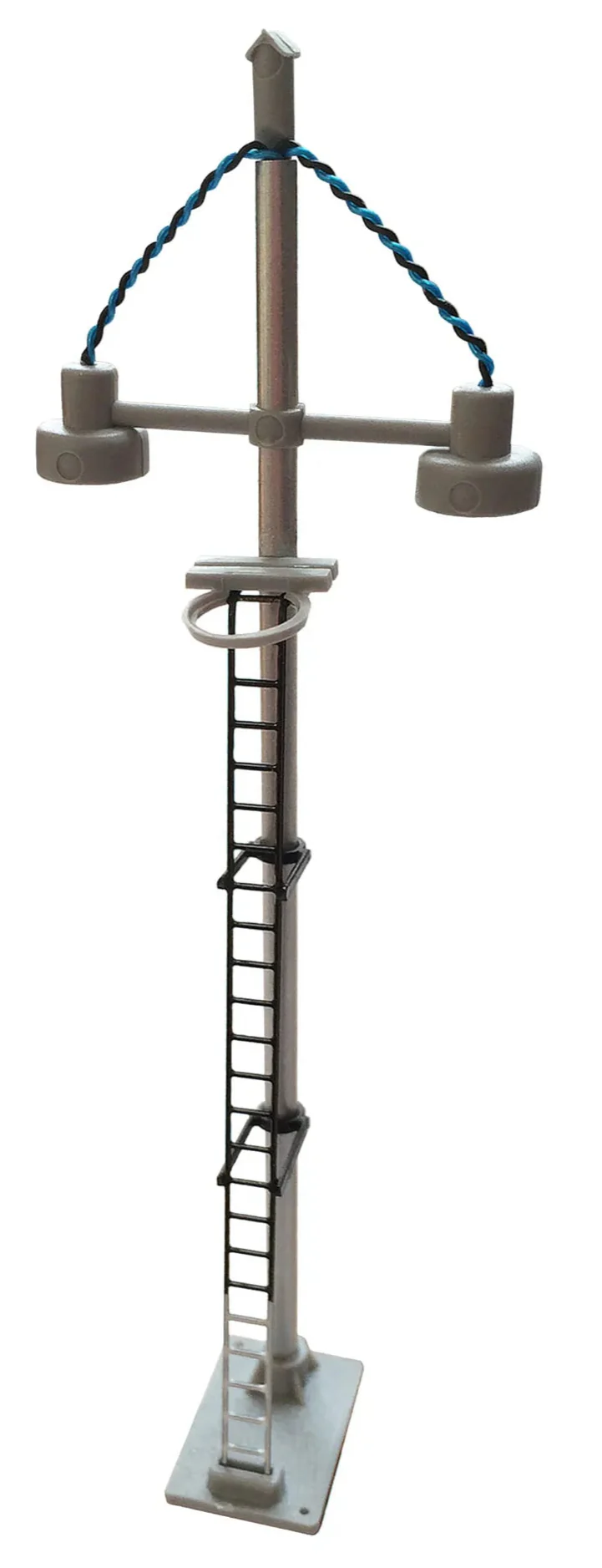 BL18B Double Bowl Head Tall Yard Lamp (Black Ladder with White Base) Yellow LED