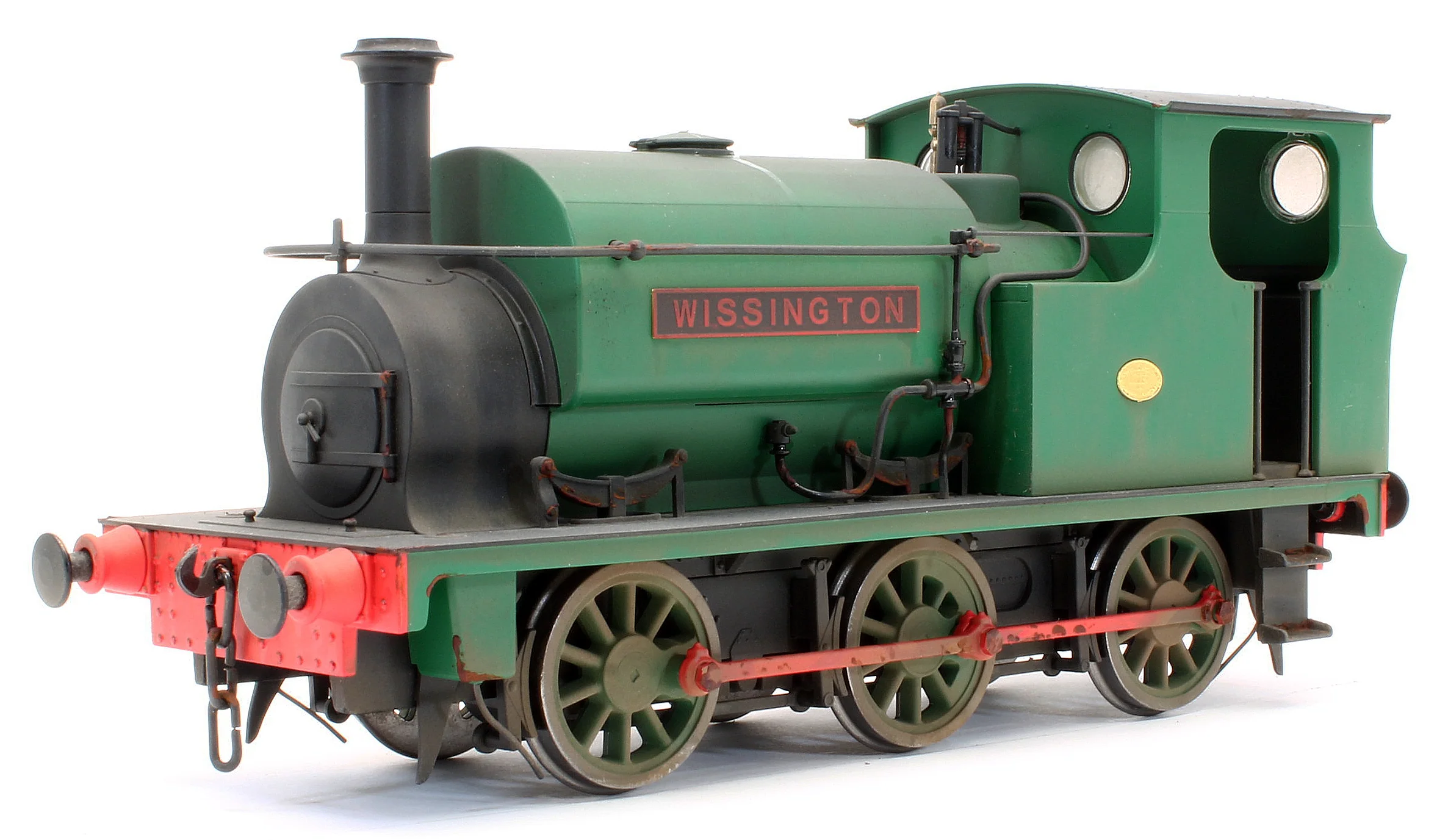 E85705HW Bespoke Weathered Hudswell Clarke 'Wissington' 0-6-0 Tank Green Steam Locomotive - Heavy Finish, Nameplate Added, Works Plate Added