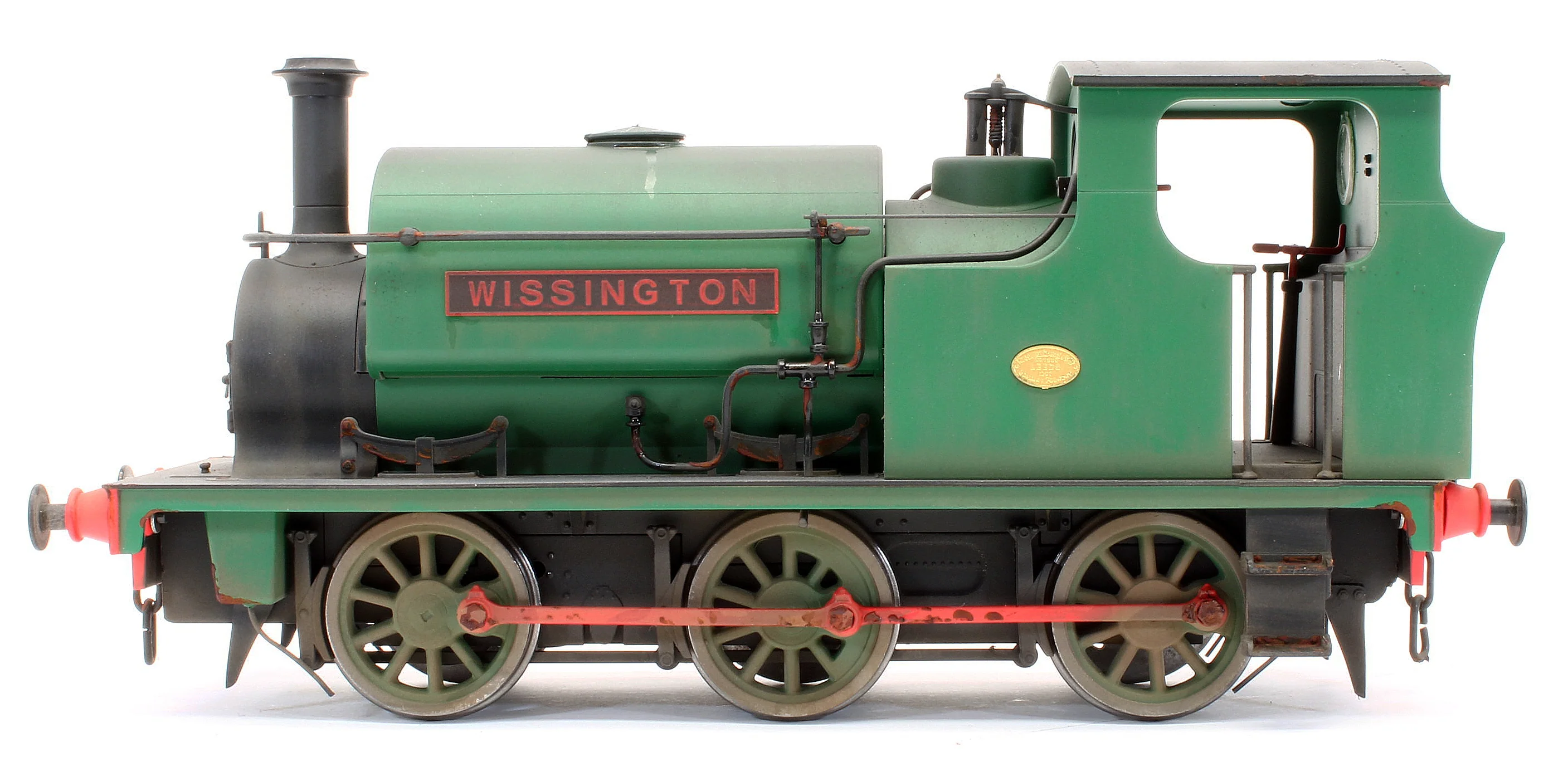 E85705HW Bespoke Weathered Hudswell Clarke 'Wissington' 0-6-0 Tank Green Steam Locomotive - Heavy Finish, Nameplate Added, Works Plate Added - Image 4