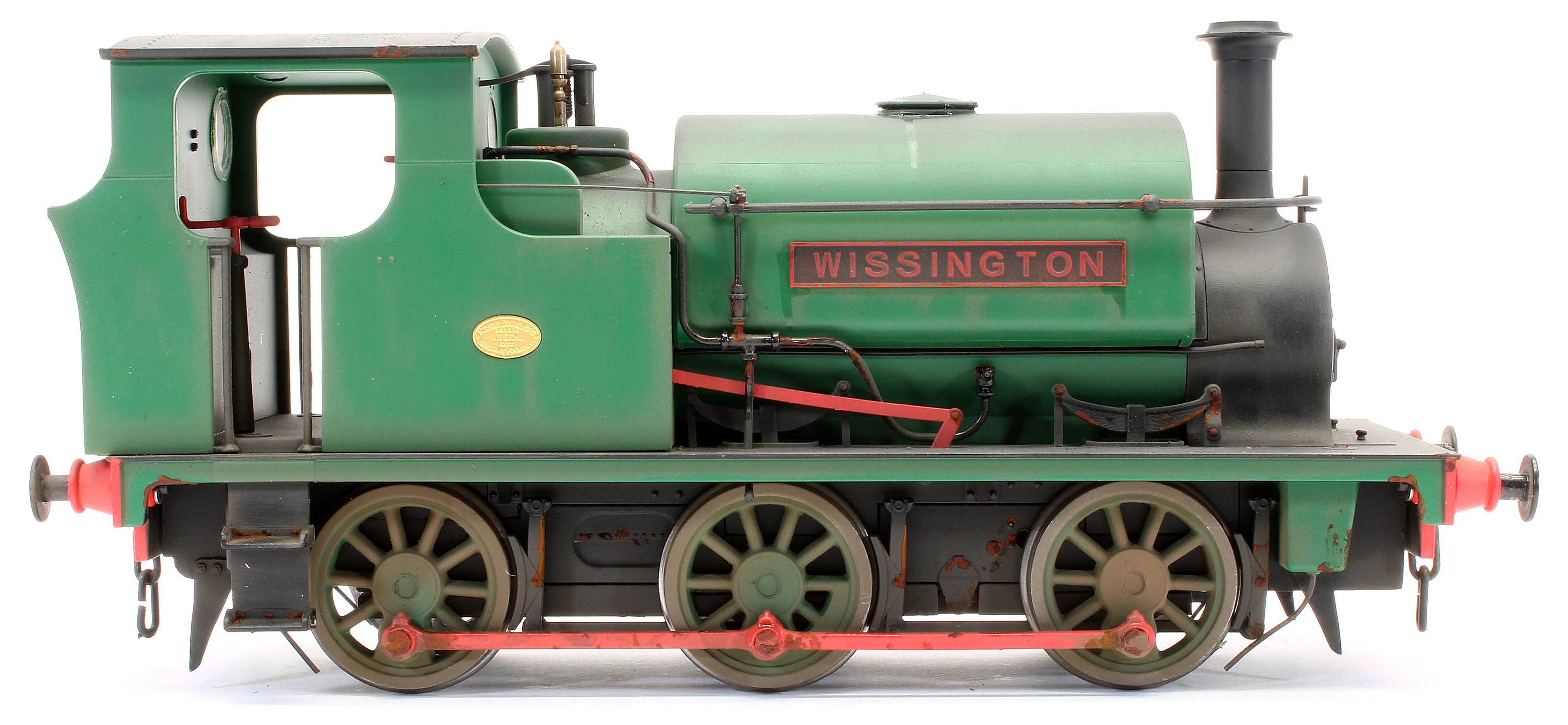 E85705HW Bespoke Weathered Hudswell Clarke 'Wissington' 0-6-0 Tank Green Steam Locomotive - Heavy Finish, Nameplate Added, Works Plate Added - Image 6
