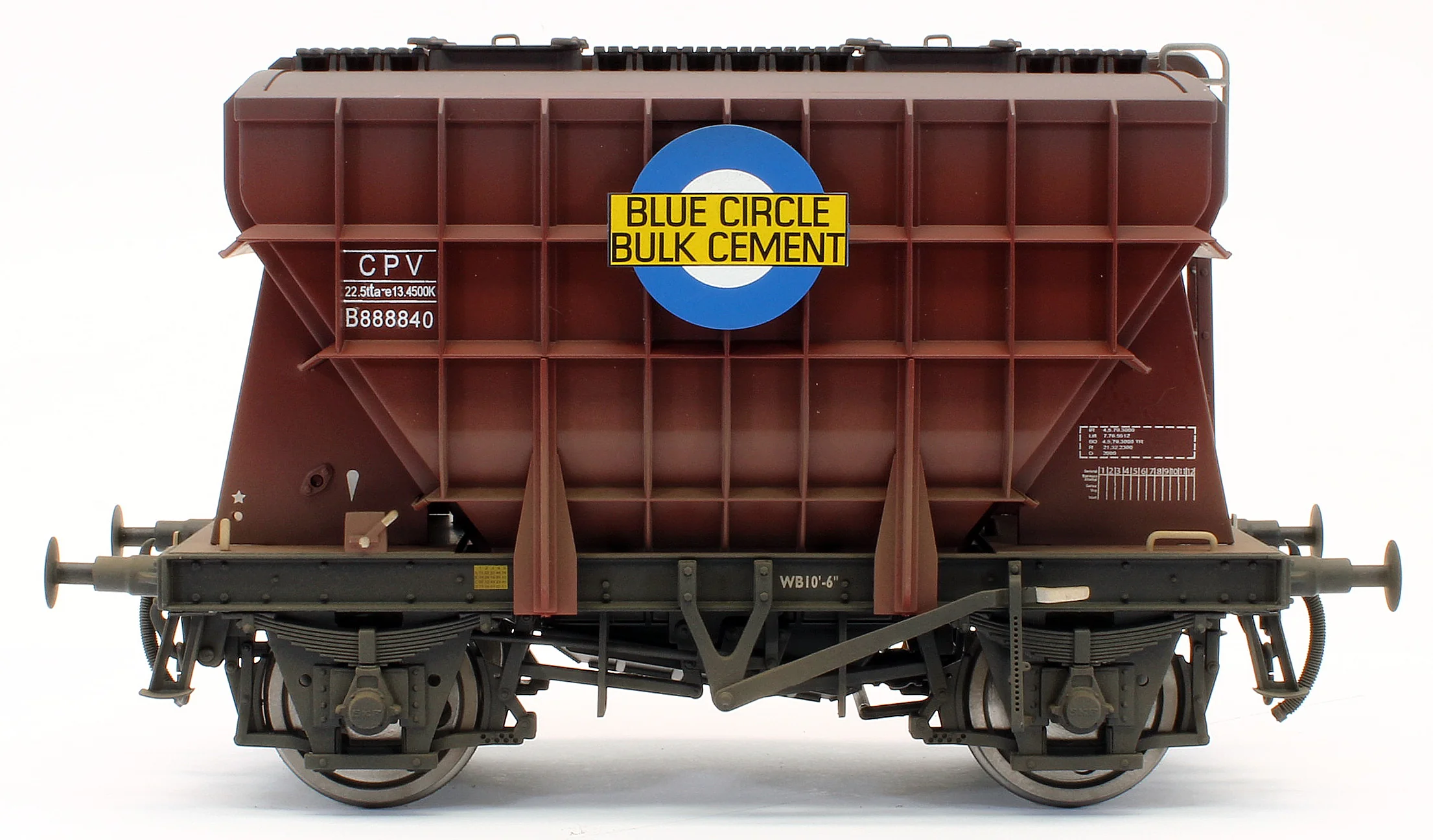 E3006U Bespoke Weathered Presflo Wagon 'Blue Circle' Bauxite B888840 - Light Finish, Renumbered - Image 6