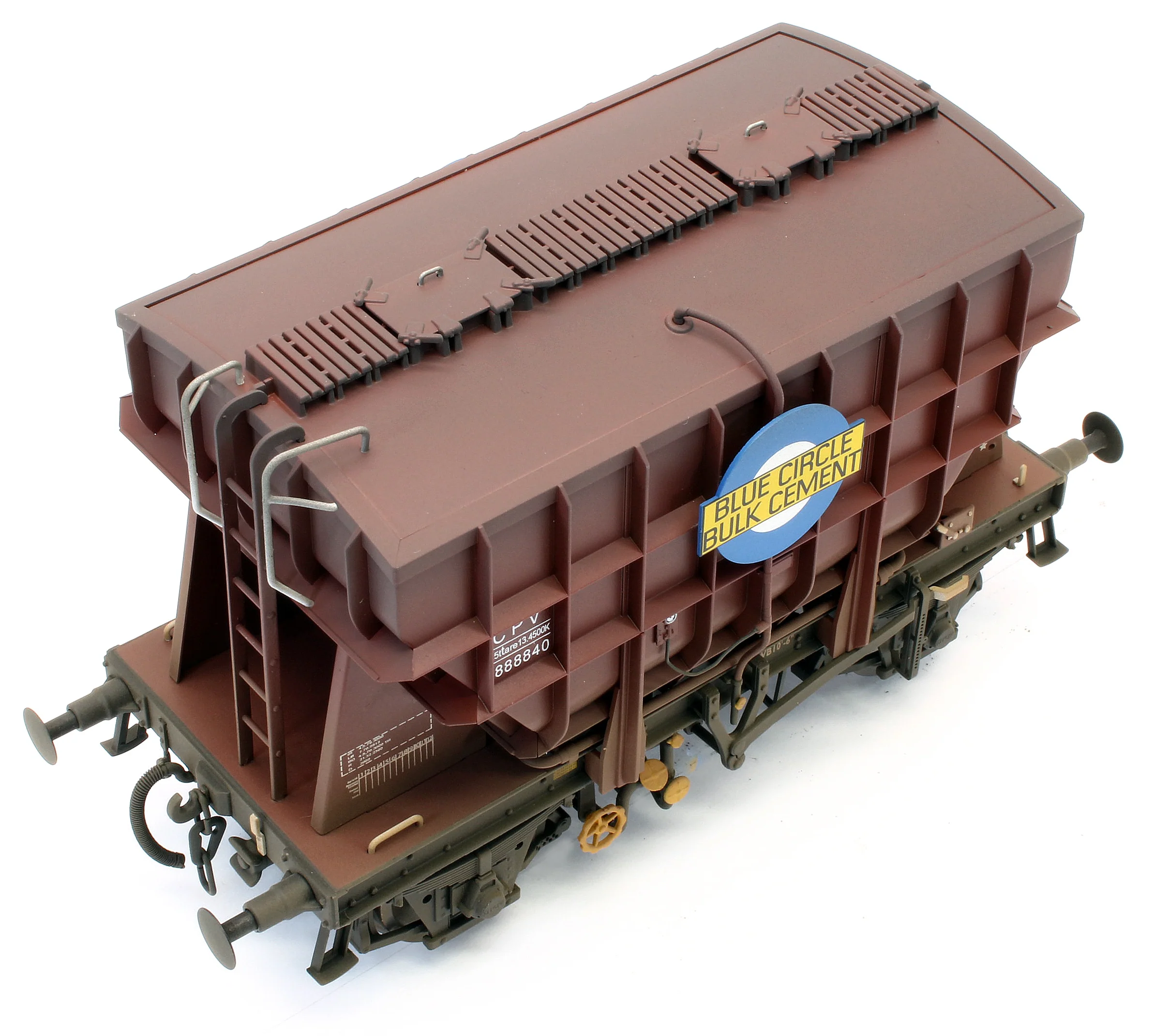 E3006U Bespoke Weathered Presflo Wagon 'Blue Circle' Bauxite B888840 - Light Finish, Renumbered - Image 7