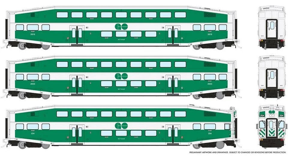 146037 BiLevel Commuter Car: GO Transit - Late: Set #2 (Cab: 257 Coaches: 2626, 2640)