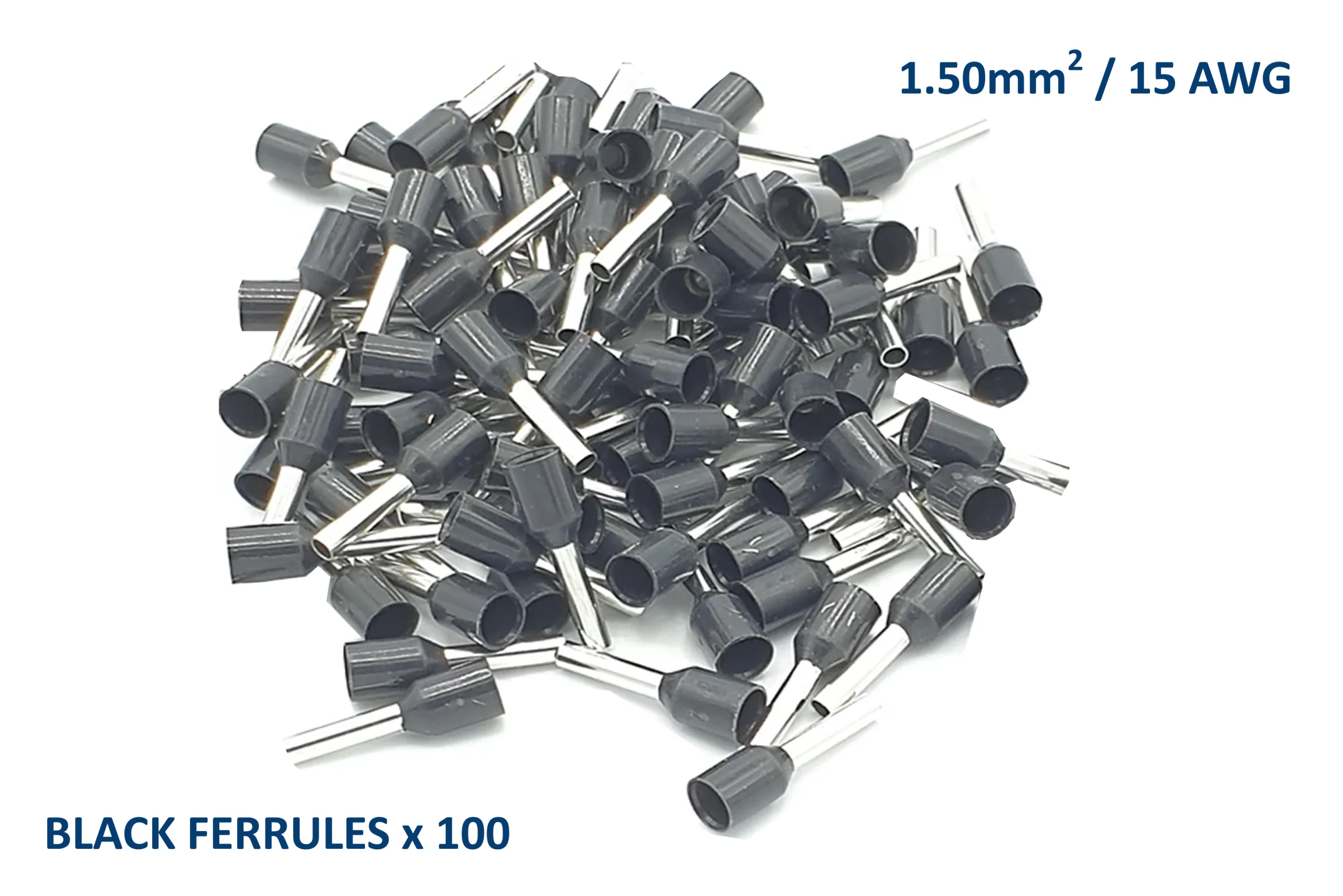 DCW-F150.BLK Black Ferrules for 15 AWG ~ 1.50mm SQ wire