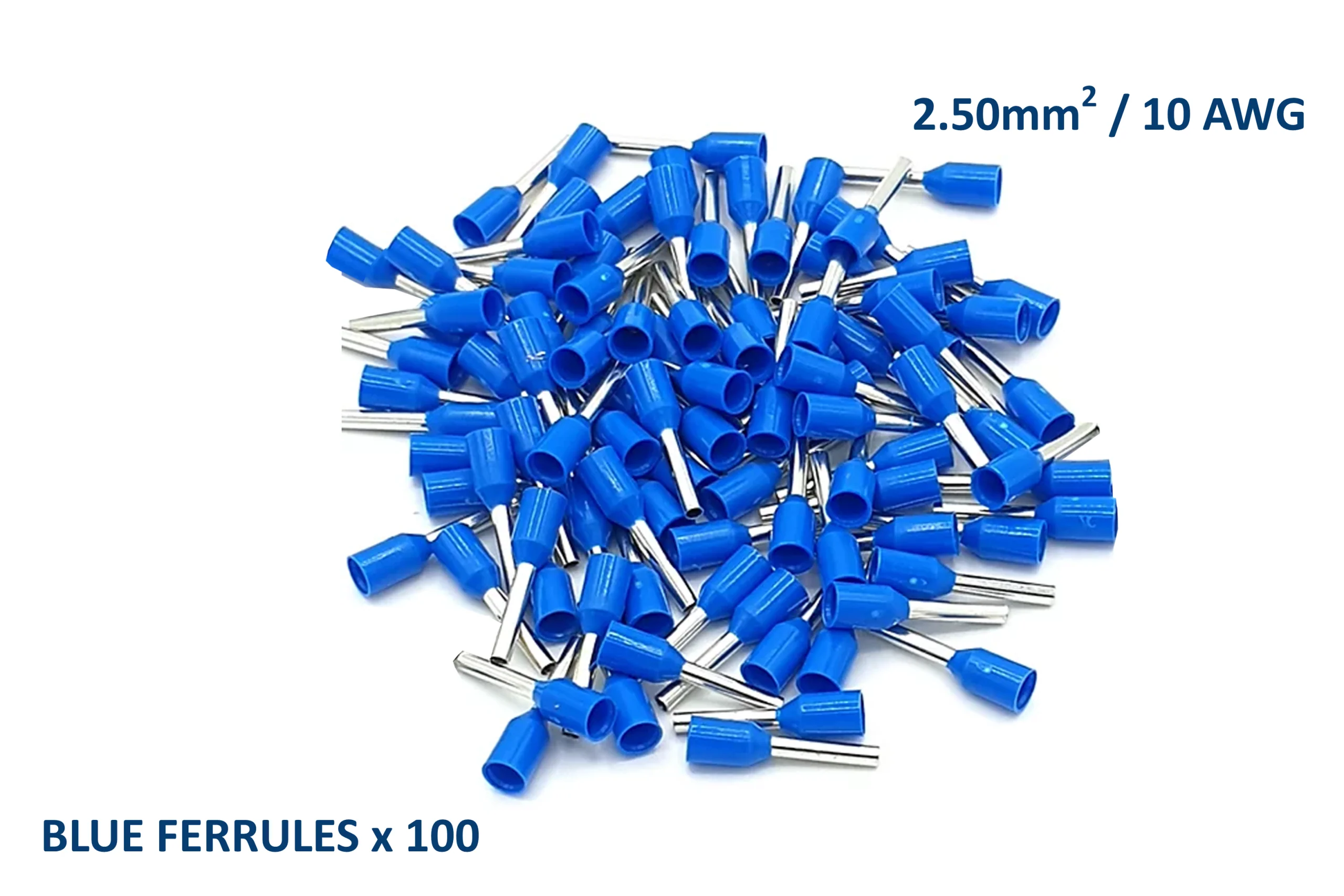 DCW-F250.BLU Blue Ferrules for 10 AWG ~ 2.50mm SQ wire
