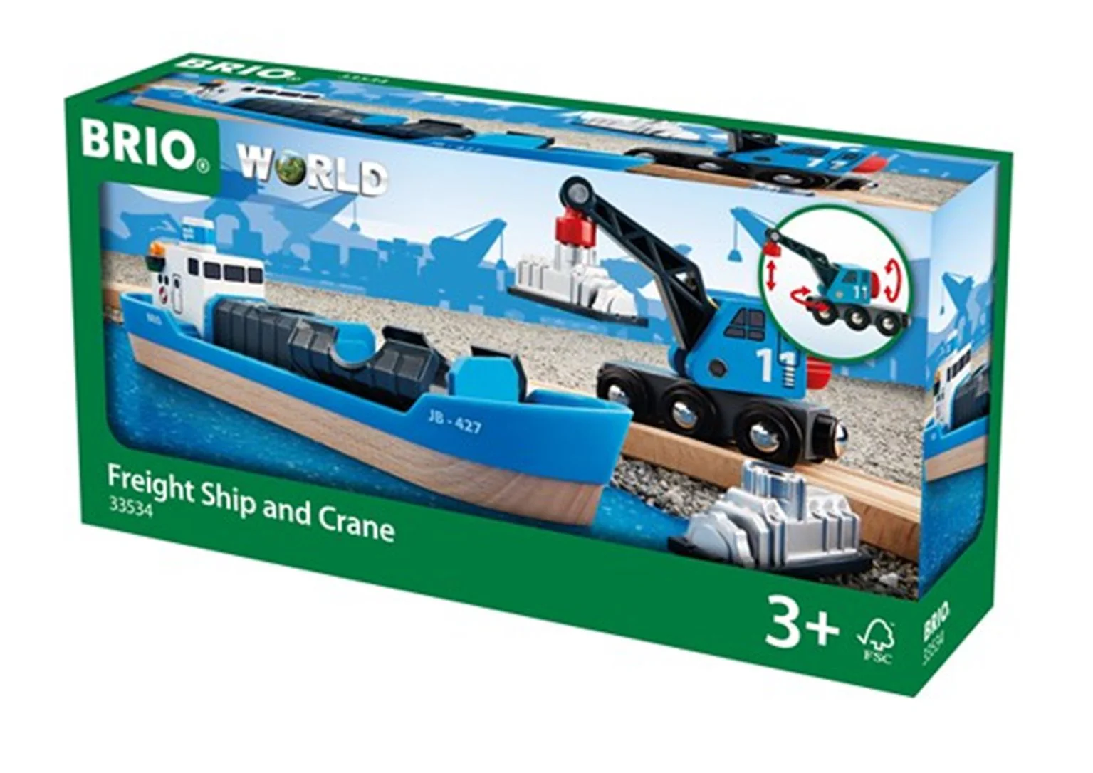 33534 BRIO WORLD - Freight Ship and Crane - Image 3