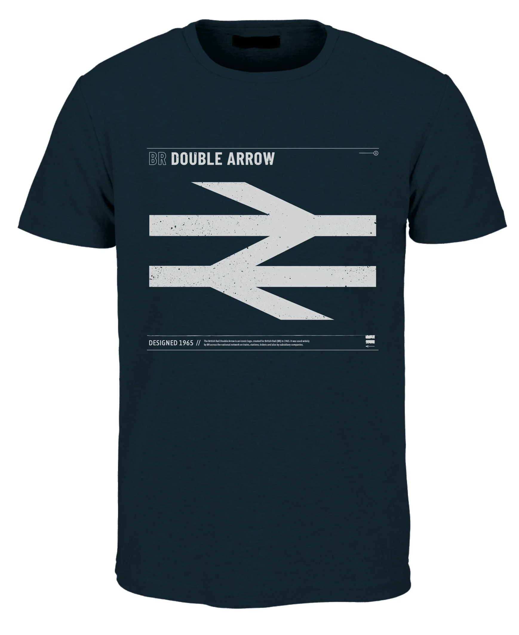 BRLOGO-TEE British Railways Heritage BR Double Arrow Logo Railway T Shirt (French Blue)