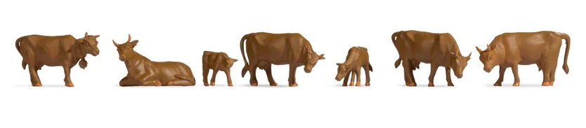 GM3910105 TT:120 Gauge Brown Cows (7) Hobby Figure Set