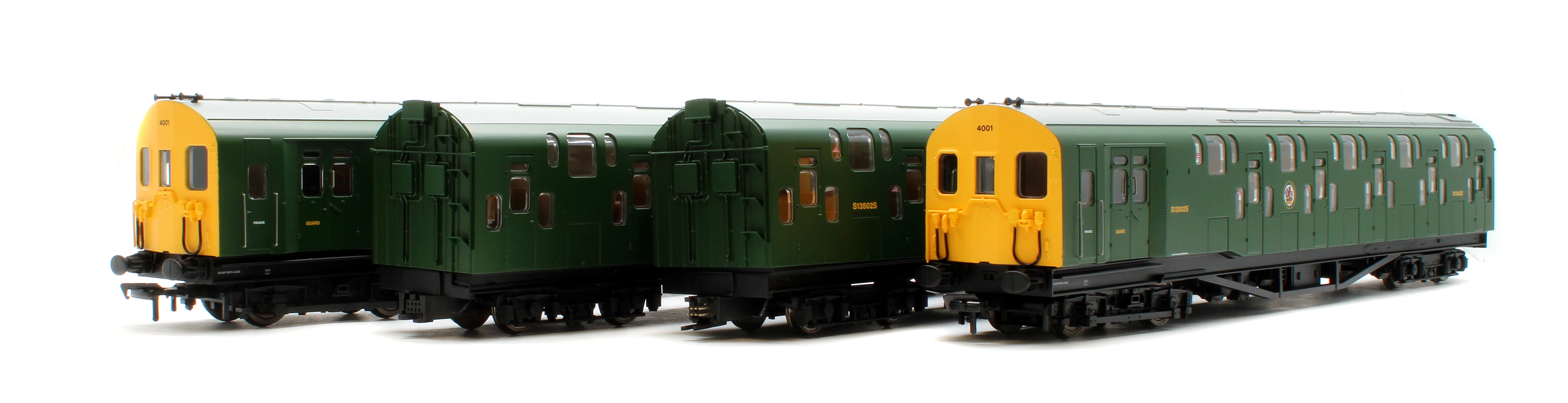 KRM-4DD-OO-F-1-G2 Bulleid Class 4DD Double Decker 4 Car EMU 4001/4901 BR Green with Full Yellow Ends - DCC Fitted
