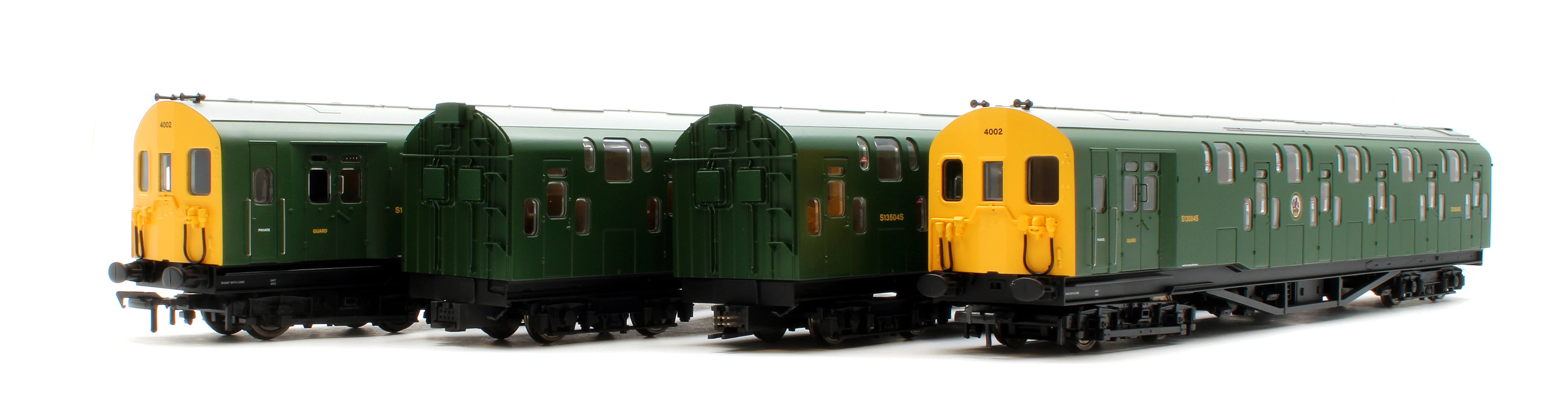 KRM-4DD-OO-R-2-G2 Bulleid Class 4DD Double Decker 4 Car EMU 4002/4902 BR Green with Full Yellow Ends