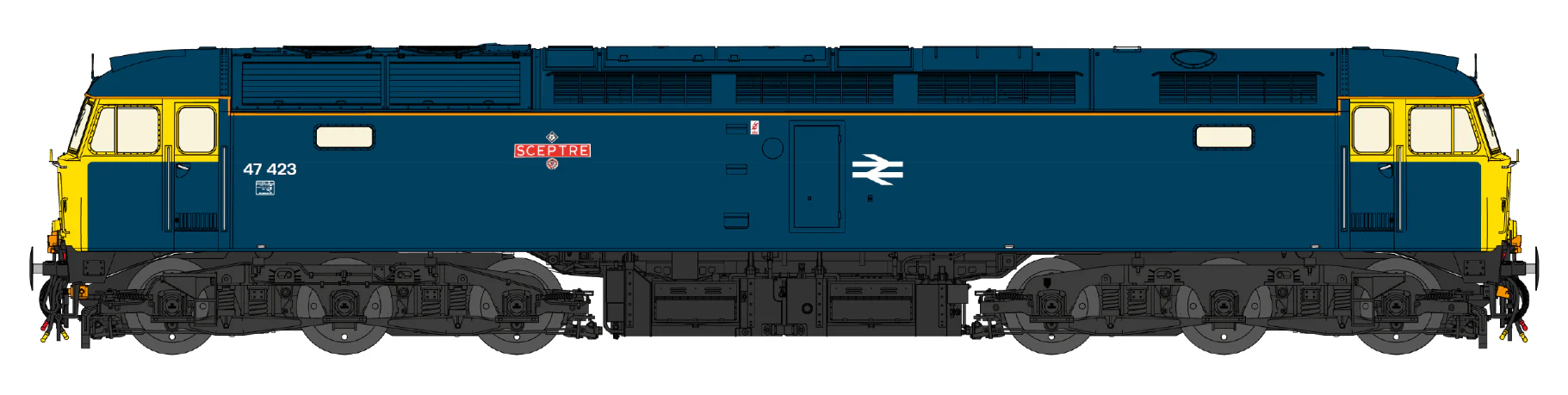 CM-47423-BRB-SFW Highly Detailed Premium Weathered Class 47 BR Blue No.47423 Diesel Locomotive - DCC Sound