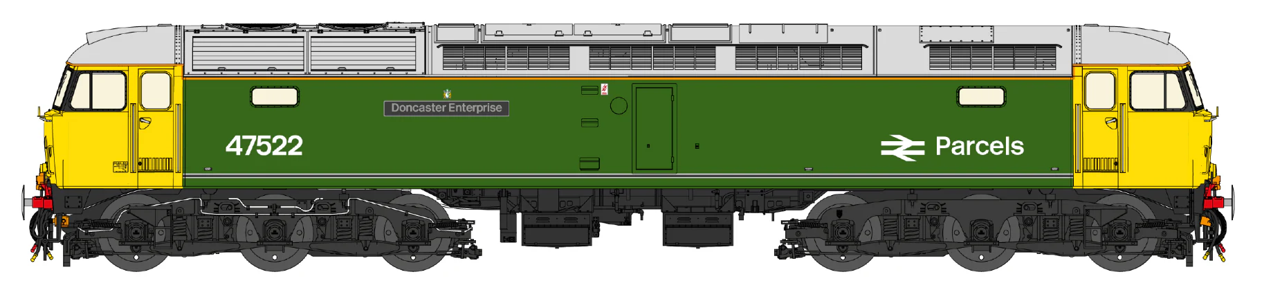 CM-47522-AppleGreen-SFW Highly Detailed Premium Weathered Class 47 Apple Green 'Doncaster Enterprise' No.47522 Diesel Locomotive - DCC Sound