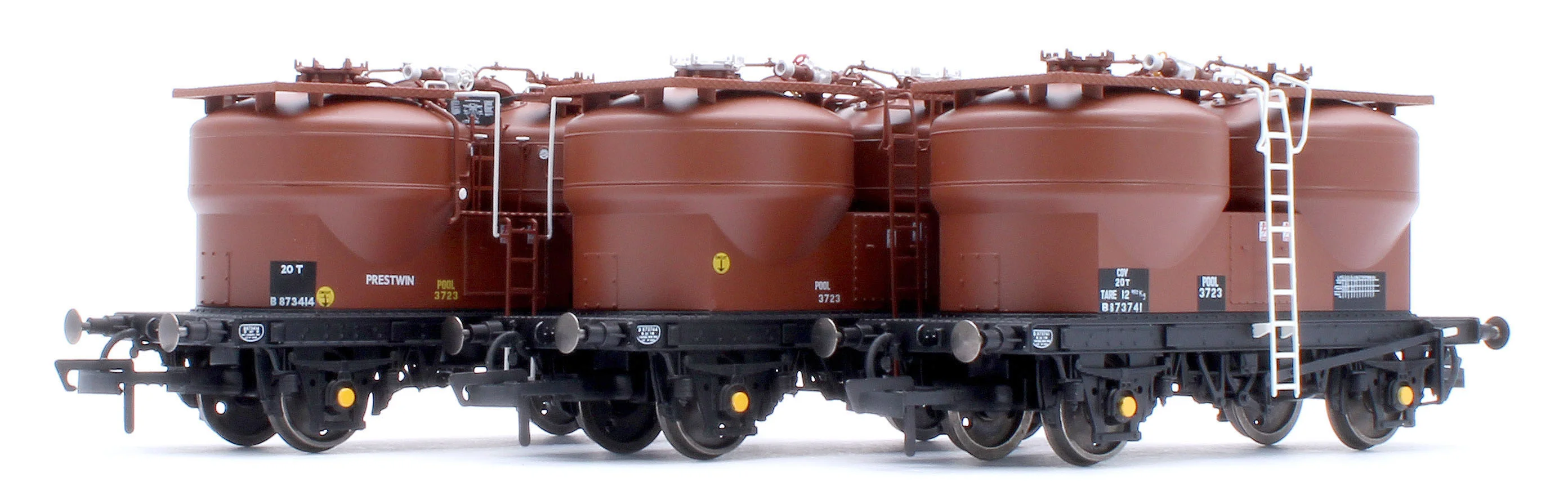 C3042 Set of 3 Prestwin Silo Wagons in BR Bauxite - TOPS - Image 9