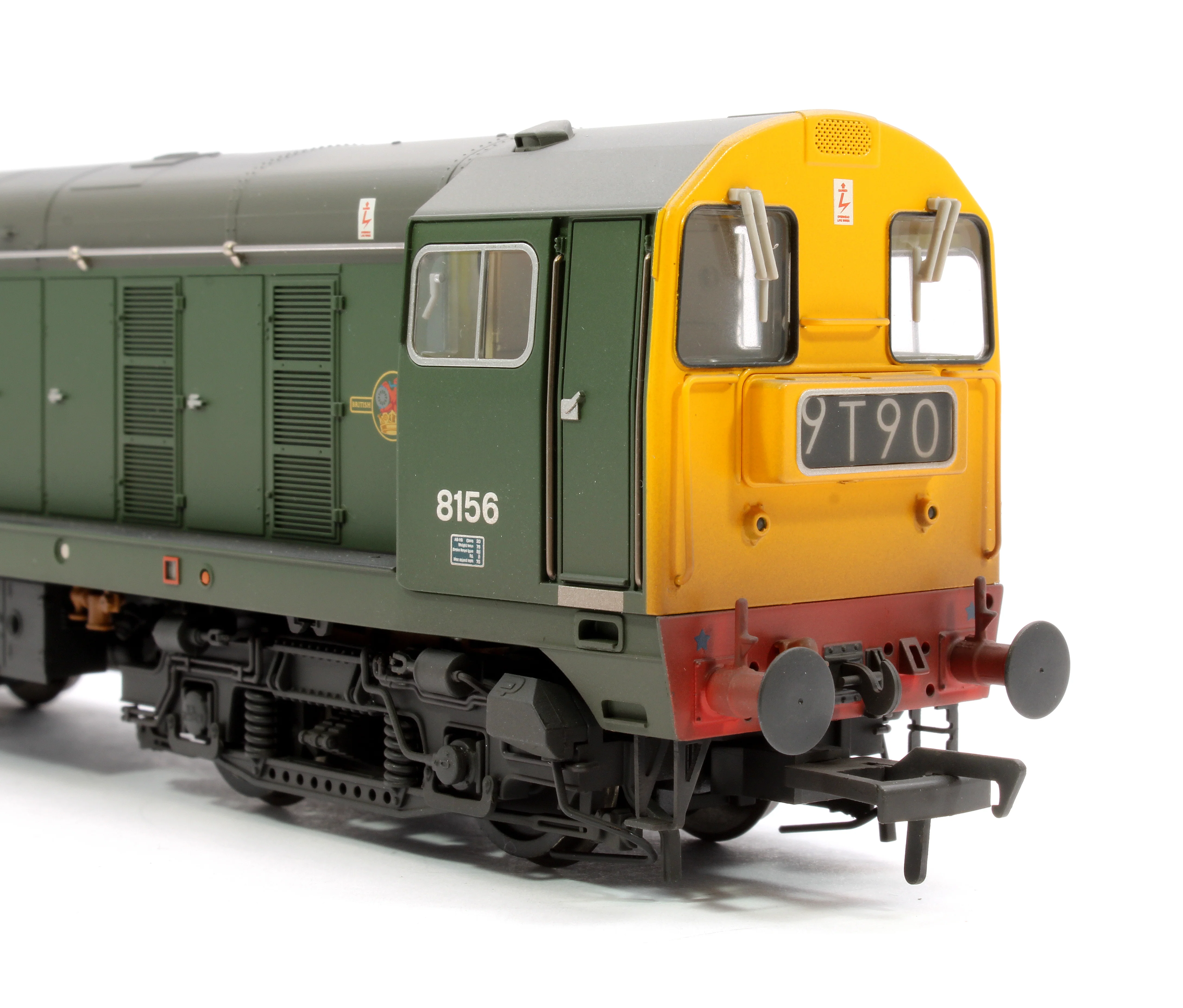 35-360SF Class 20/0 Headcode Box 8156 BR Green (Full Yellow Ends) Weathered Diesel Locomotive - DCC Sound - Image 7
