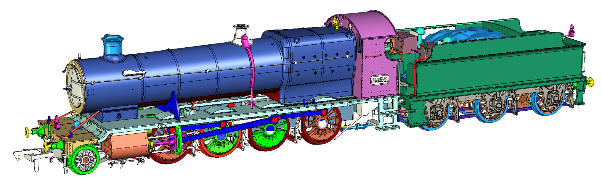 4S-009-003D Class 28xx / 2884 2854 Great Western Green 2-8-0 Steam Locomotive - DCC Fitted