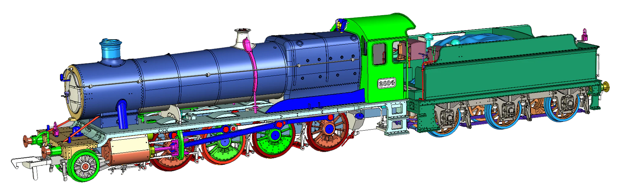 4S-009-004D Class 28xx / 2884 2884 Shirt Button Green 2-8-0 Steam Locomotive - DCC Fitted