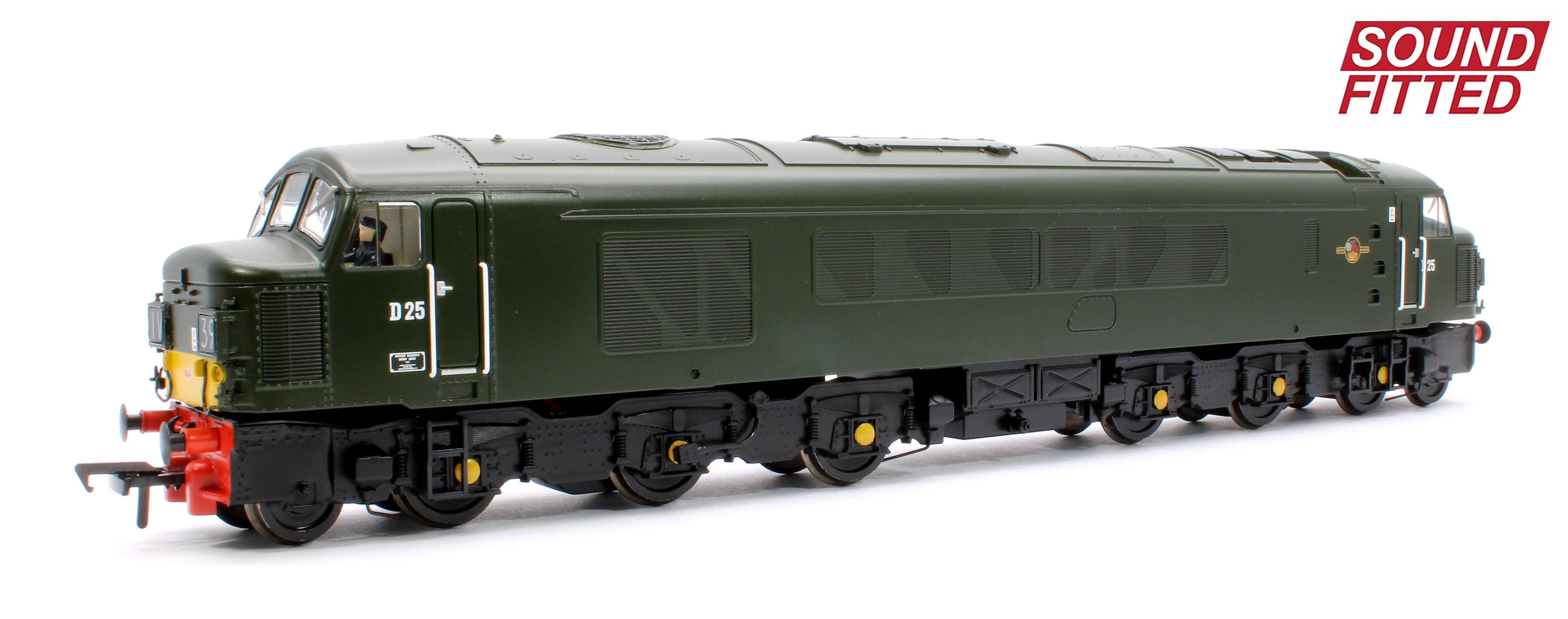 32-679ASF Class 45 Split Headcode D25 BR Plain Green (Small Yellow Panels) Diesel Locomotive - DCC Sound