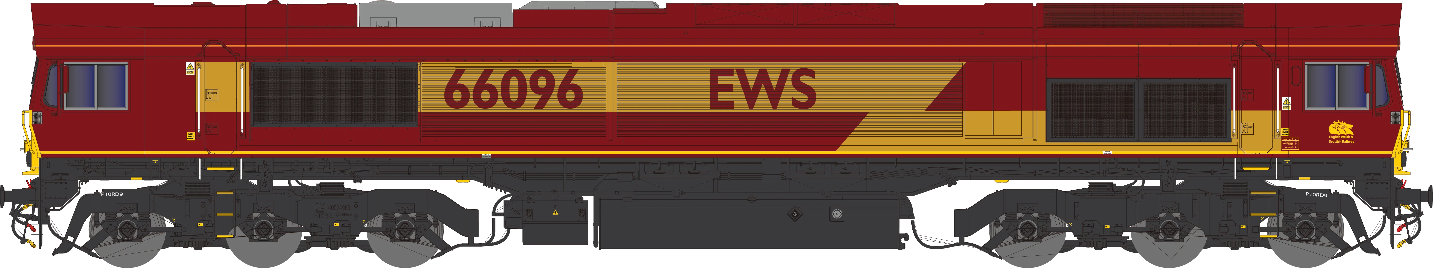 2D-066-002D Class 66 66096 EWS Red / Gold Diesel Locomotive - DCC Fitted