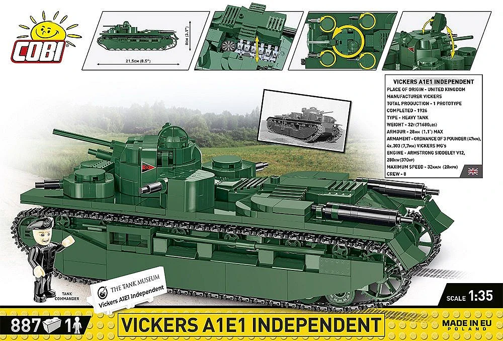 COB2990 Vickers A1E1 Independent Great War (886 pcs) Model Kit - Image 3