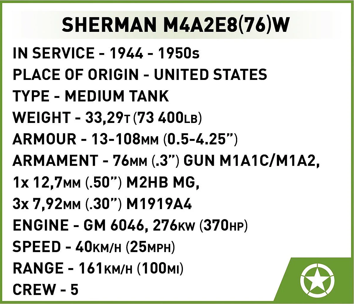 COB3118 Sherman M4A2E8(76) WWII (880 pcs) Model Kit - Image 12