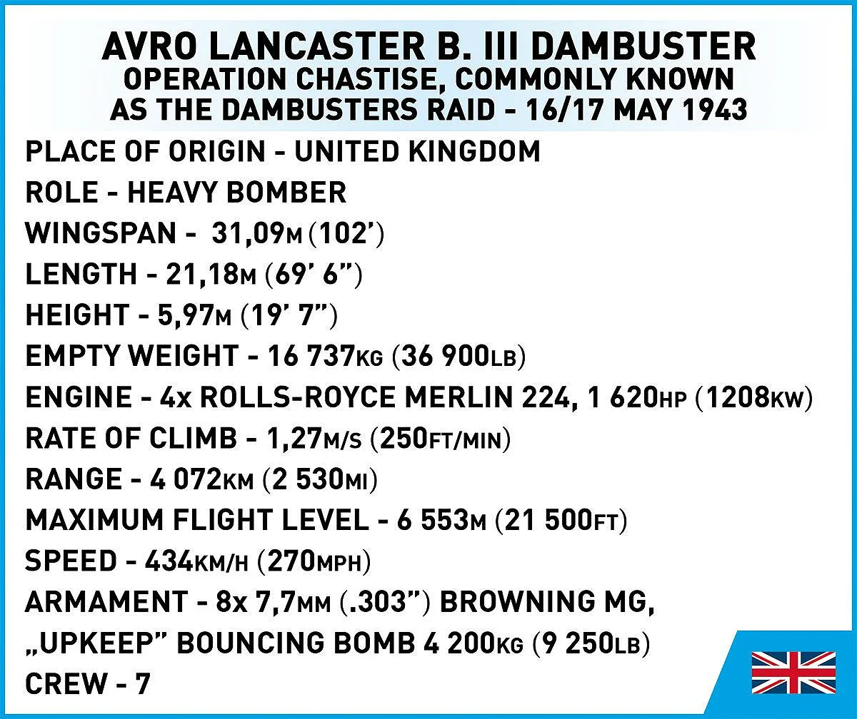 COB5758 Avro Lancaster B III Dambusters Executive Edition WWII (1795 pcs) Model Kit - Image 10