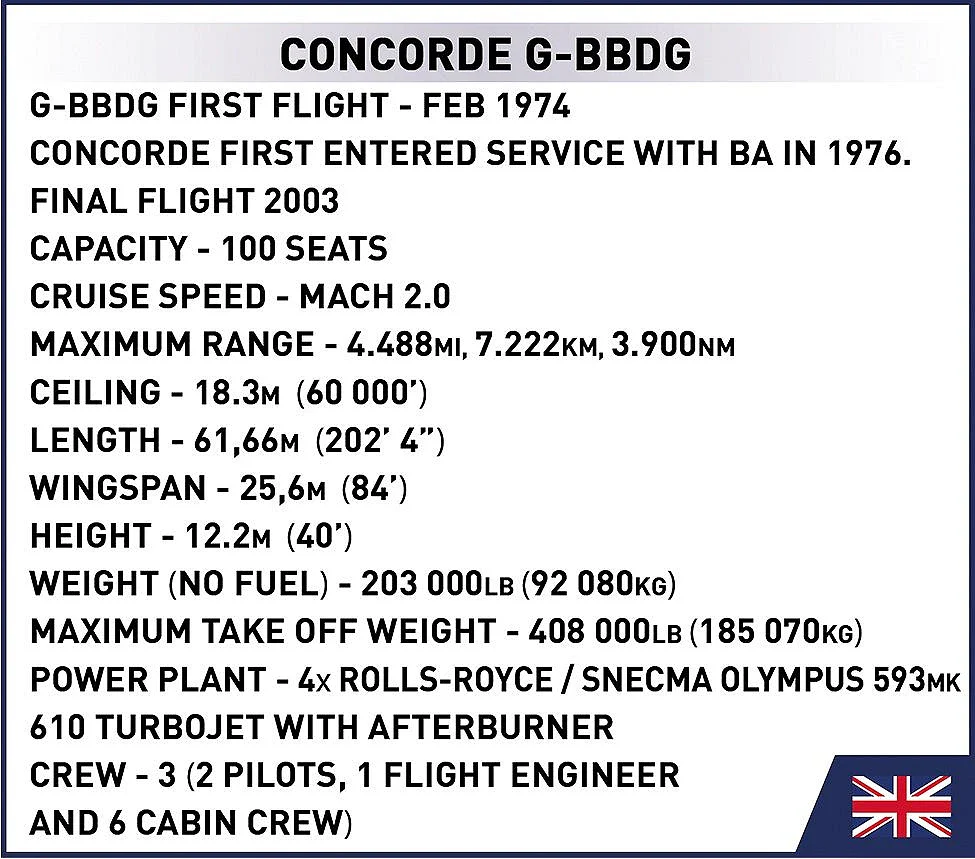 COB1917 Concorde G-BBDG (455 pcs) Model Kit - Image 7