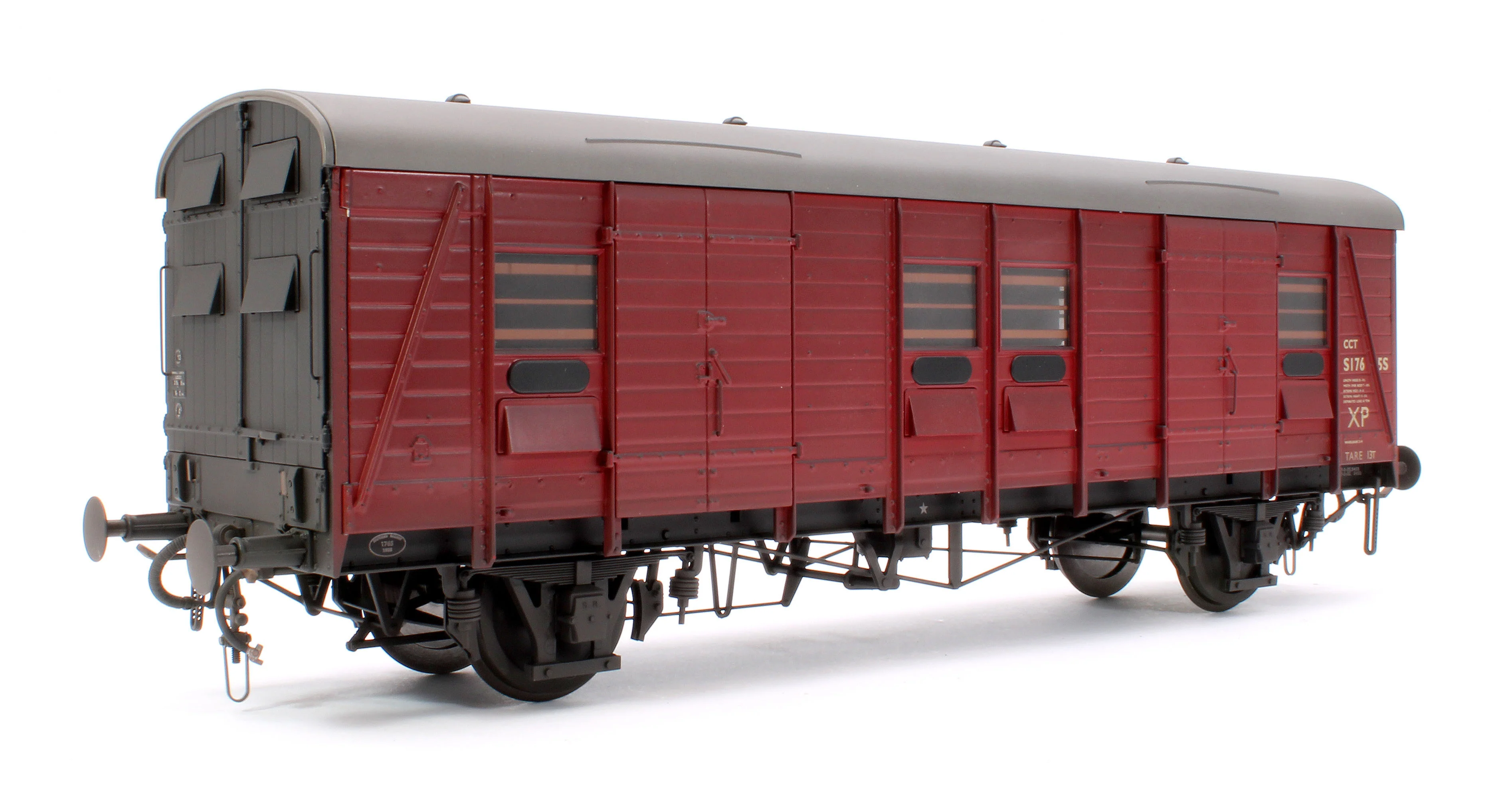 9171 Covered Carriage Truck (CCT) S1765S BR Crimson (even planks) - Weathered